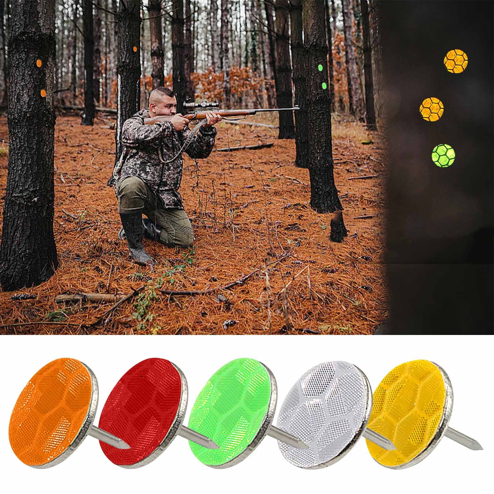 100 Pcs Reflective Tacks Trail Marking Tacks Reflective Trail Tacks Glow Tacks Reflective Trail Markers Mark Trail Reflective Thumb Tacks for Hunting Hiking Camping Tree Stand Green - Image 1