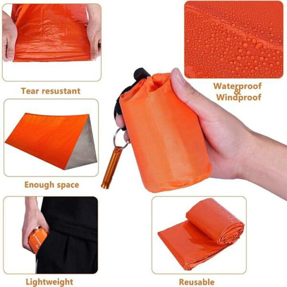 Emergency Sleeping Bag, Waterproof Emergency Sleeping Bags for Survival, 84X36in Sleeping Bag ,Pocket Size Survival Blanket, 3/4/5 PCS Thermal Bivy Sack for Outdoor Camping, Hiking 5PCS - Image 4