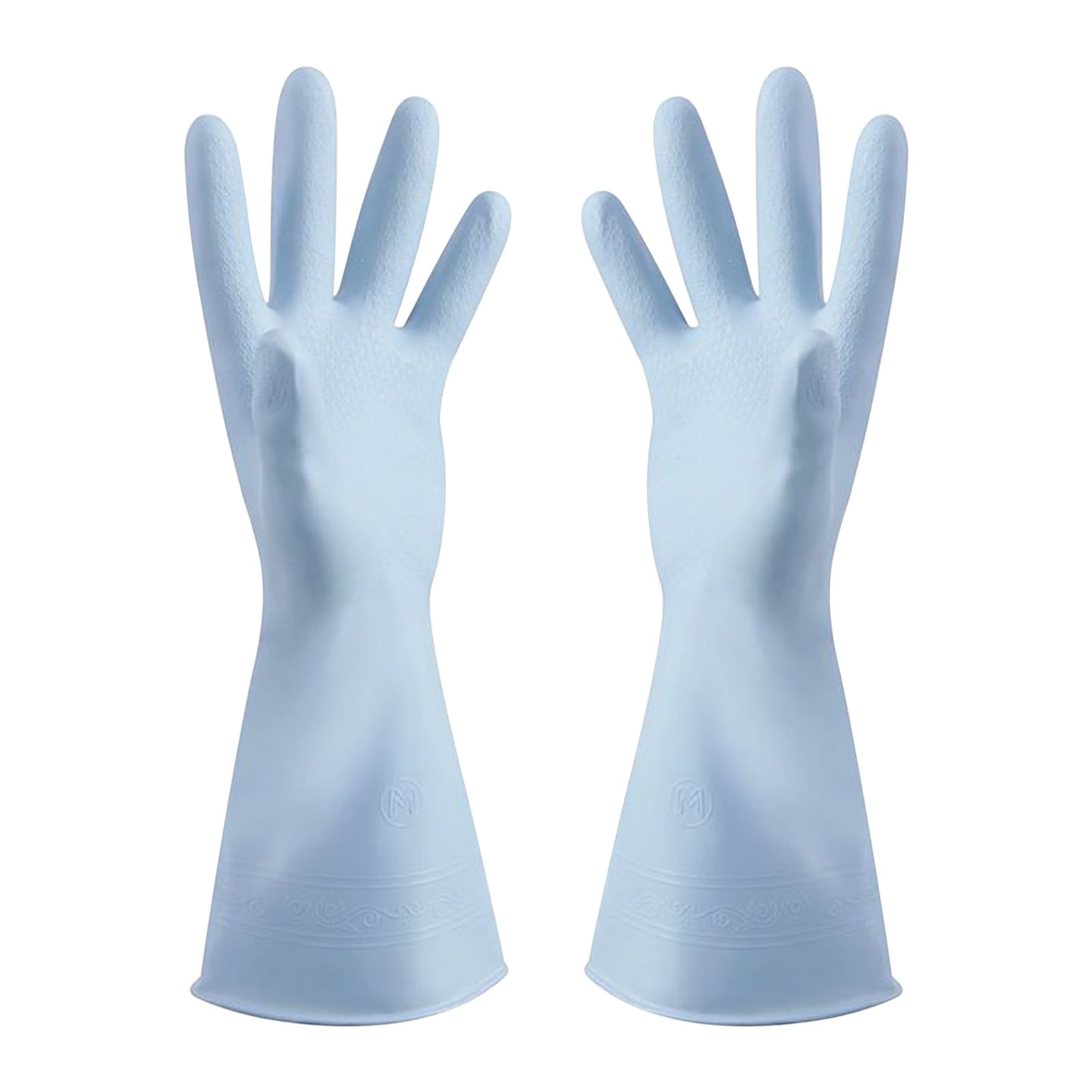 1 Pairs Rubber Gloves for Dishwashing Cleaning, Cotton Lined Household Gloves, Waterproof Gloves for Kitchen Bathroom, Reusable Gloves, Food Grade Non-Slip Household Kitchen Gloves Light blue,M - Image 1