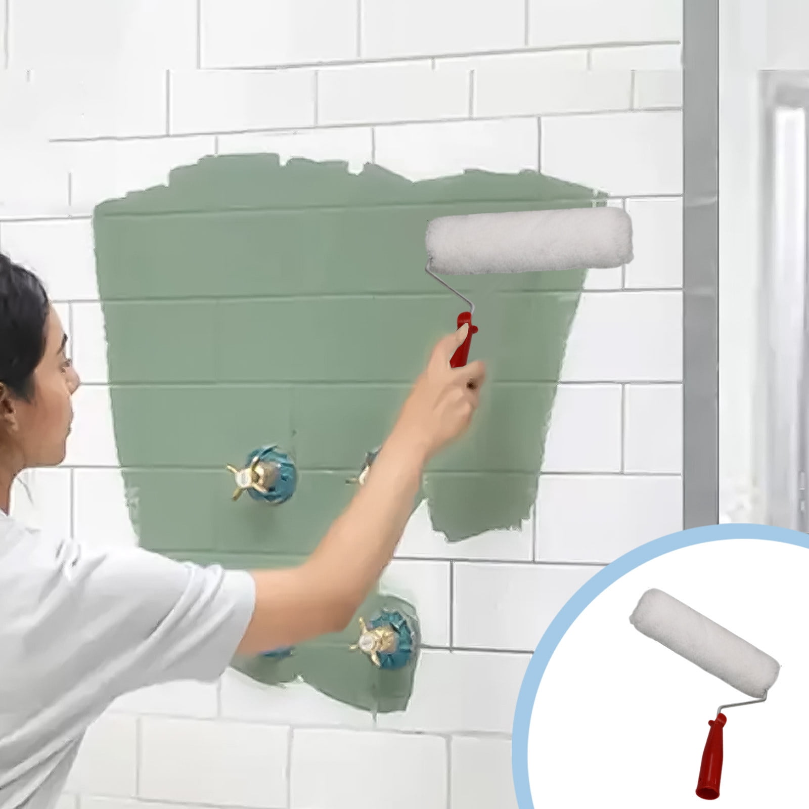 High-Performance Paint Roller Set - Ideal for Walls, Cabinets, and Furniture for Painting Walls Cabinet Doors Paint Roller Brush Paint Roller Including Tray Paint Set for House Painting White - Image 3