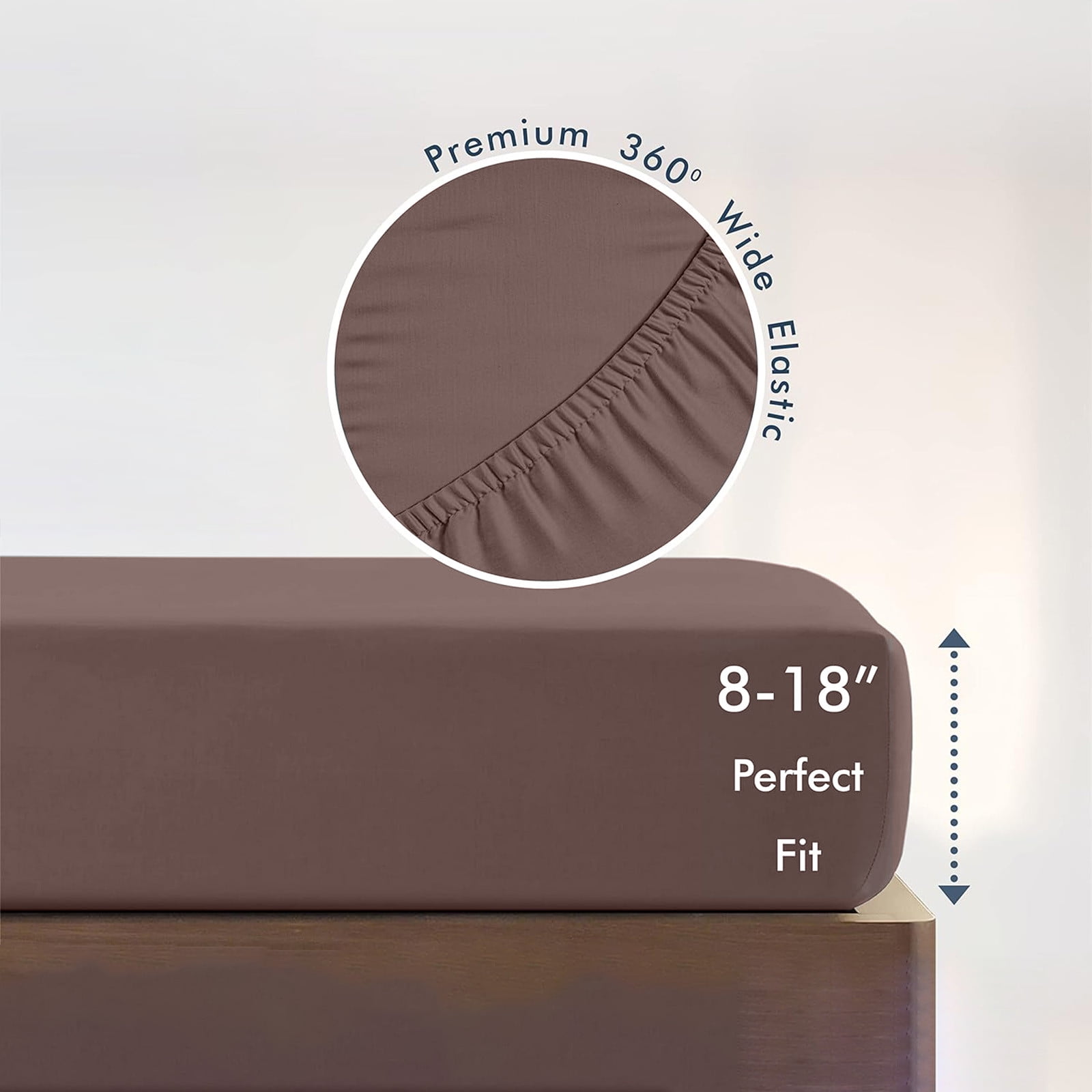 King Size Fitted Sheet, 100% Egyptian Cotton, Deep Pocket Premium Cotton Mattress Sheet,Double Bed Fitted Sheet Piece Non-Slip Fixed Bed Cover All-Inclusive Mattress Protection Bed Cover Beige - Image 6