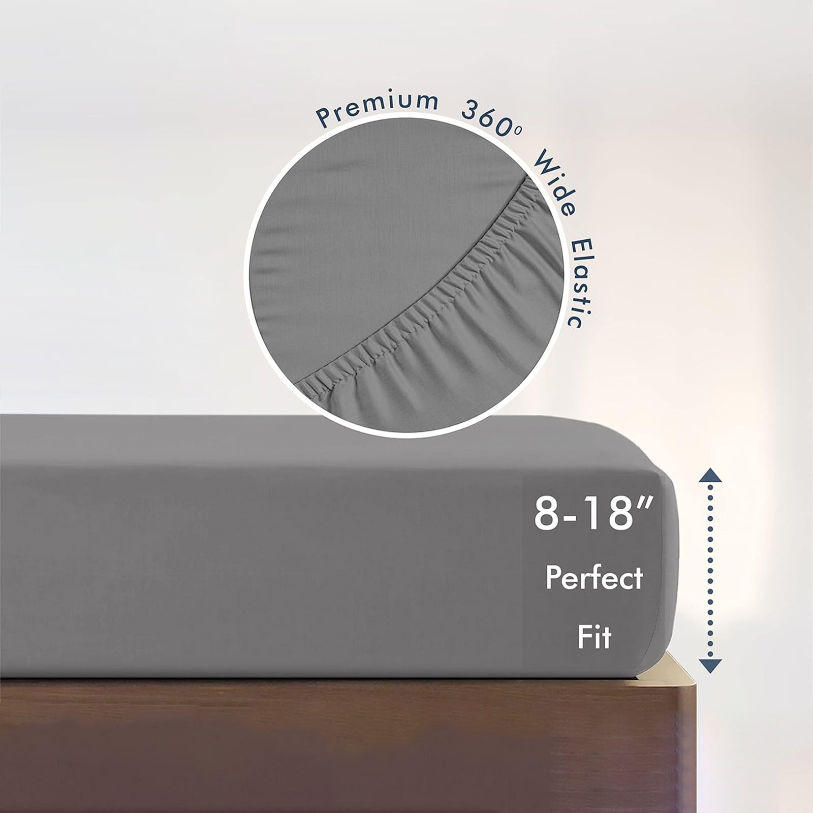 King Size Fitted Sheet, 100% Egyptian Cotton, Deep Pocket Premium Cotton Mattress Sheet,Double Bed Fitted Sheet Piece Non-Slip Fixed Bed Cover All-Inclusive Mattress Protection Bed Cover Gray - Image 6