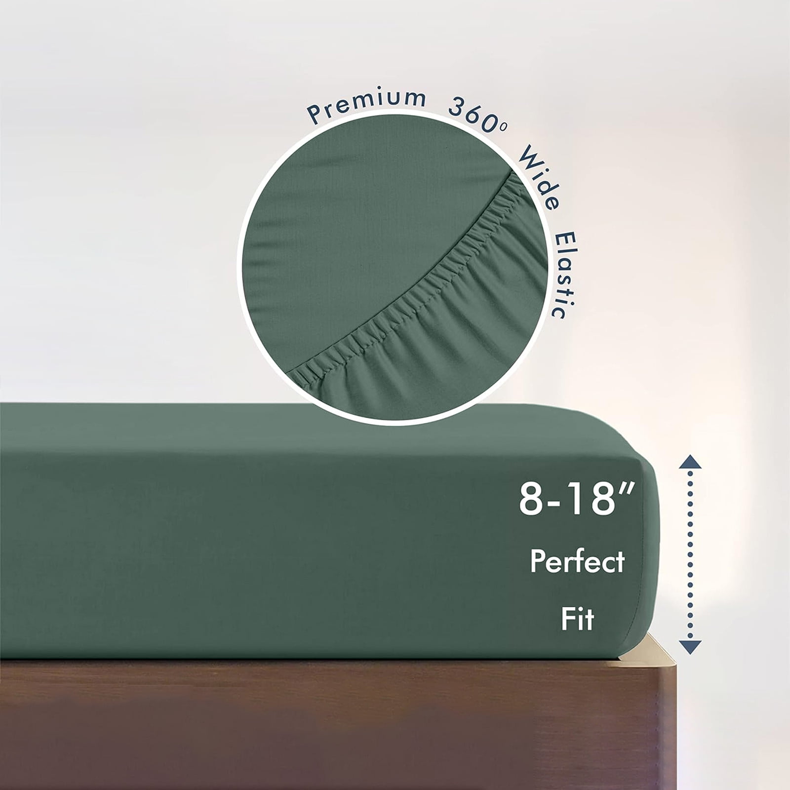 King Size Fitted Sheet, 100% Egyptian Cotton, Deep Pocket Premium Cotton Mattress Sheet,Double Bed Fitted Sheet Piece Non-Slip Fixed Bed Cover All-Inclusive Mattress Protection Bed Cover Green - Image 6