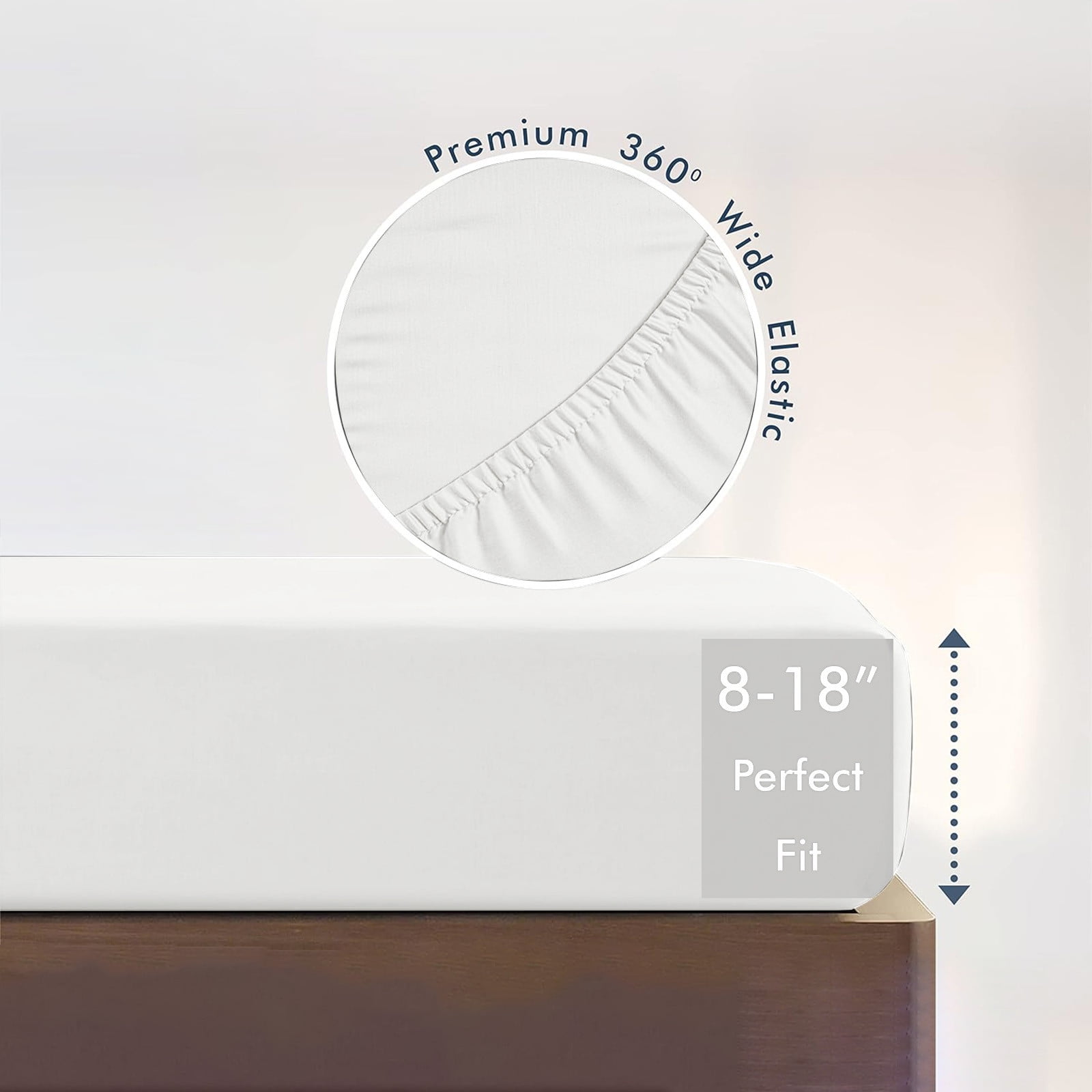 King Size Fitted Sheet, 100% Egyptian Cotton, Deep Pocket Premium Cotton Mattress Sheet,Double Bed Fitted Sheet Piece Non-Slip Fixed Bed Cover All-Inclusive Mattress Protection Bed Cover White - Image 6