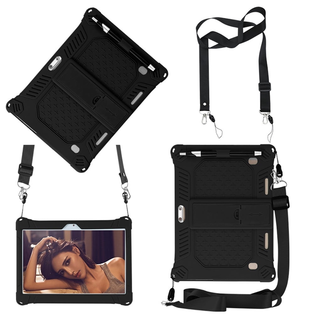 10,10.1 inch Silicone Tablet Case with Stylus Pen & Shoulder Strap, Universal Shockproof Silicone Cover Case,Soft Portable Protective Cover for Android Tablet PC Black - Image 6