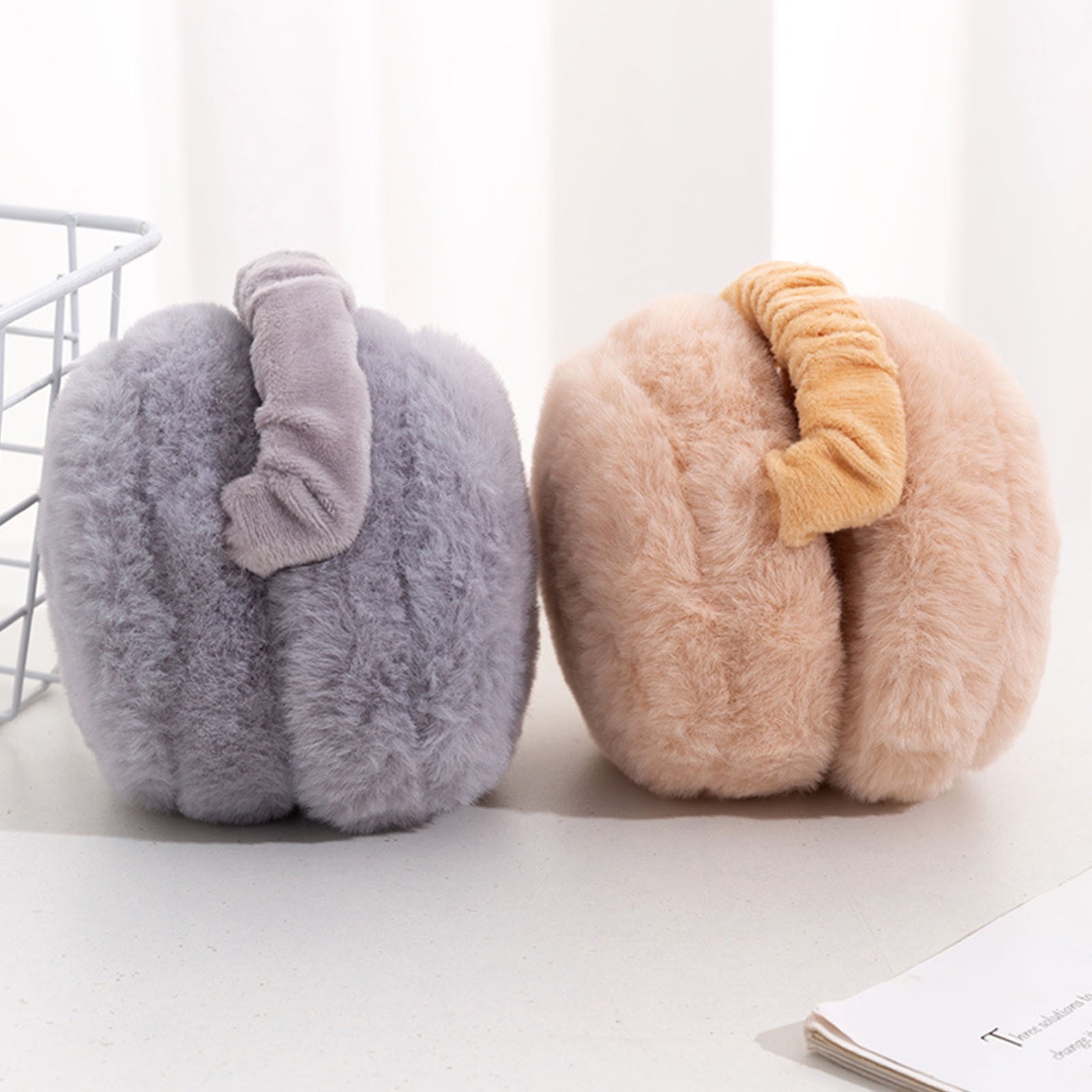 Women Ear Muffs Winter Girls White Earmuffs Fuzzy Kids Black Ear Muff Cute Fluffy Ear Warmers Foldable Ear Covers Boy Winter Thickened Earmuffs Foldable Hamburg Earmuffs Warm Earmuffs White - Image 5