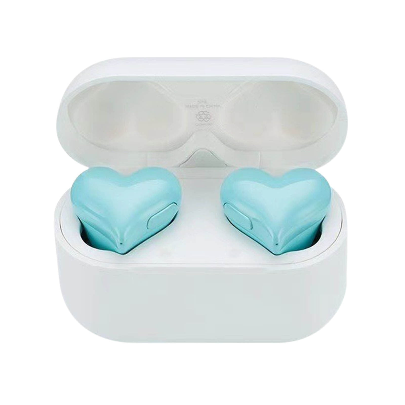 Heart Shaped Earbuds, Stylish Headphones HiFi Stereo Sound Waterproof Bluetooth 5.3 Earphones with Charging Case for Girls Women, Noise Reduction Sports Wireless In Ear Bluetooth Earphones Blue - Image 4