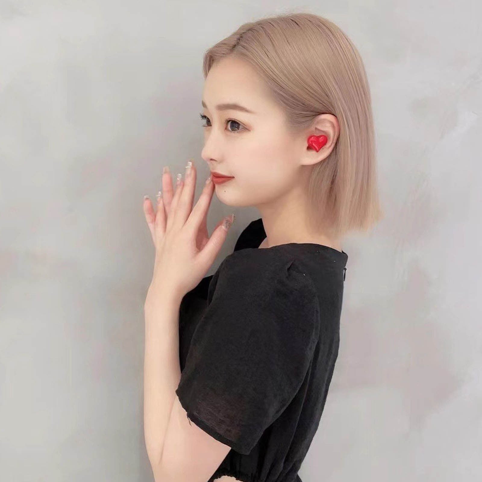 Heart Shaped Earbuds, Stylish Headphones HiFi Stereo Sound Waterproof Bluetooth 5.3 Earphones with Charging Case for Girls Women, Noise Reduction Sports Wireless In Ear Bluetooth Earphones Blue - Image 5