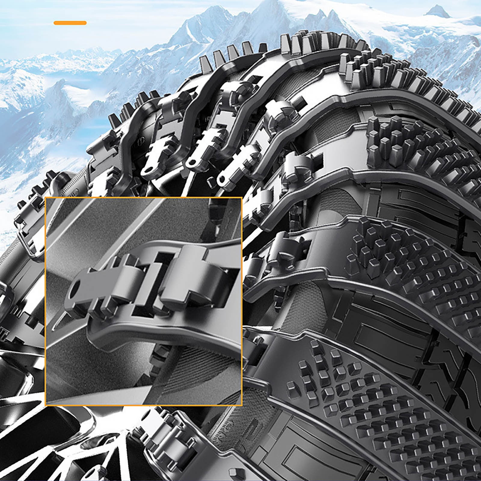 Reusable Anti Snow Chains of Car,Snow Tire Chains,Universal Adjustable Emergency Portable Snow Tire Chains for Car SUV Pickup Trucks Car Vuyungers Snow Chains Non-Slip Cable Tie Orange - Image 4