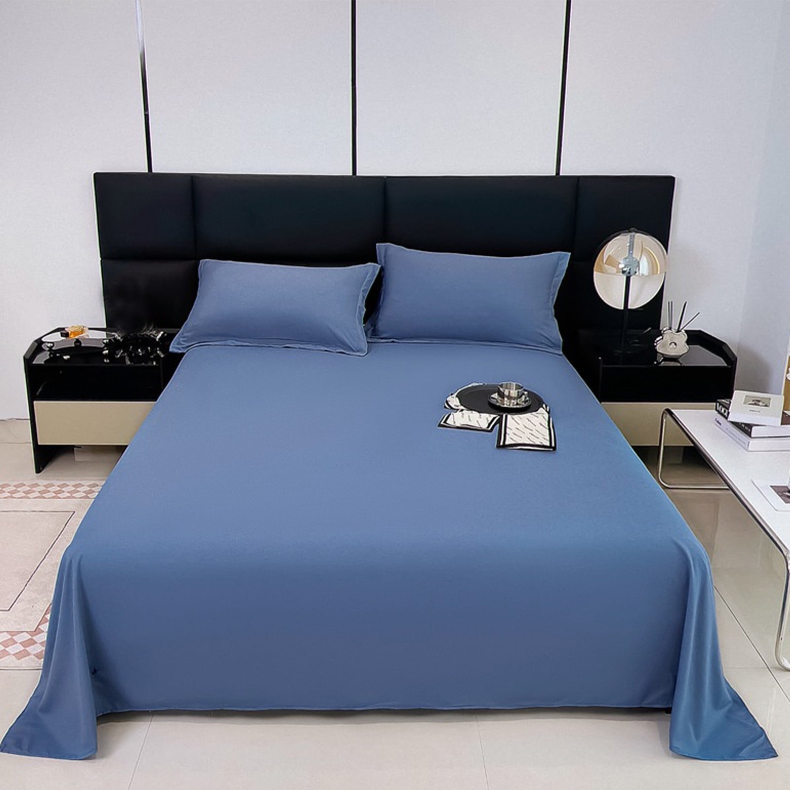 Waterproof Bed Flat Sheet ,Best Season Cotton Sheet-Long Staple Cotton Sheets Set, Soft Cotton Bed Sheets,Reusable Washable Mattress Protector Sheet, Furniture Cover for Bedding,Couch Blue - Image 1