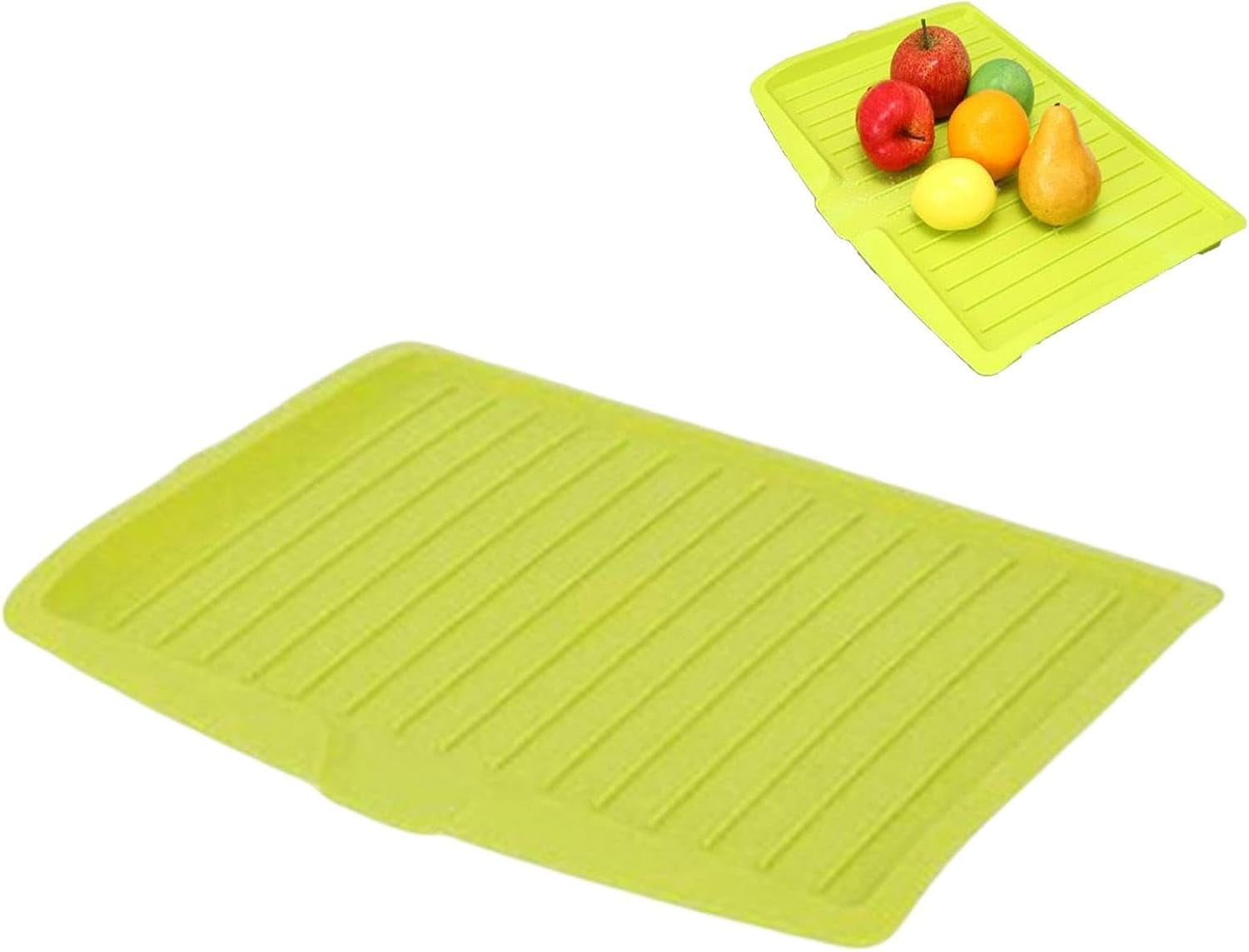 Dish Drain Board with Side Drop - Kitchen Utility Draining Board, Drain Rack, 17.5x12 Inch Kitchen Drying Tray | Heat-Resistant Drip Rack for Quick Drainage and Easy Storage, Drying Dish Rack Tray Green - Image 1