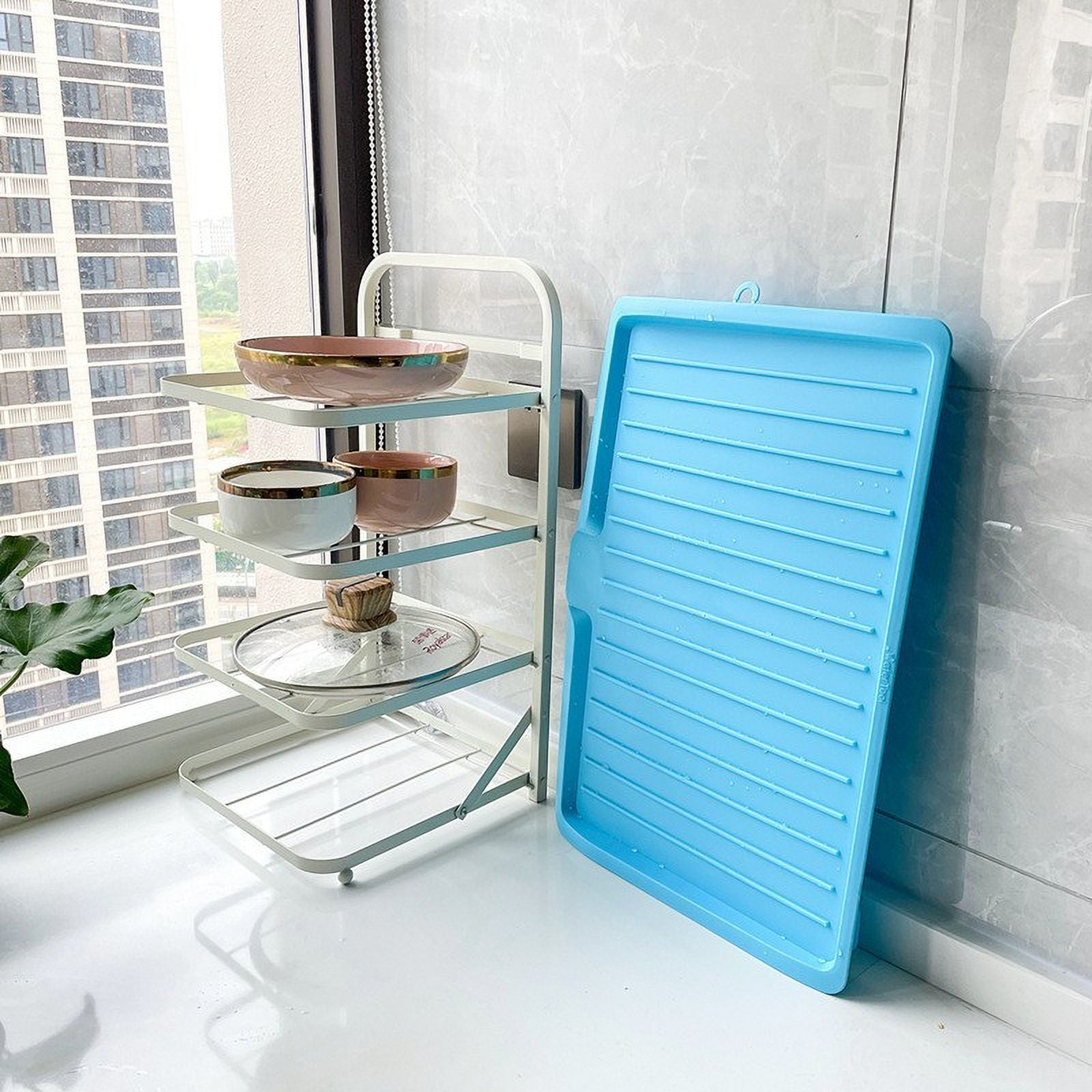 Dish Drain Board with Side Drop - Kitchen Utility Draining Board, Drain Rack, 17.5x12 Inch Kitchen Drying Tray | Heat-Resistant Drip Rack for Quick Drainage and Easy Storage, Drying Dish Rack Tray Green - Image 3
