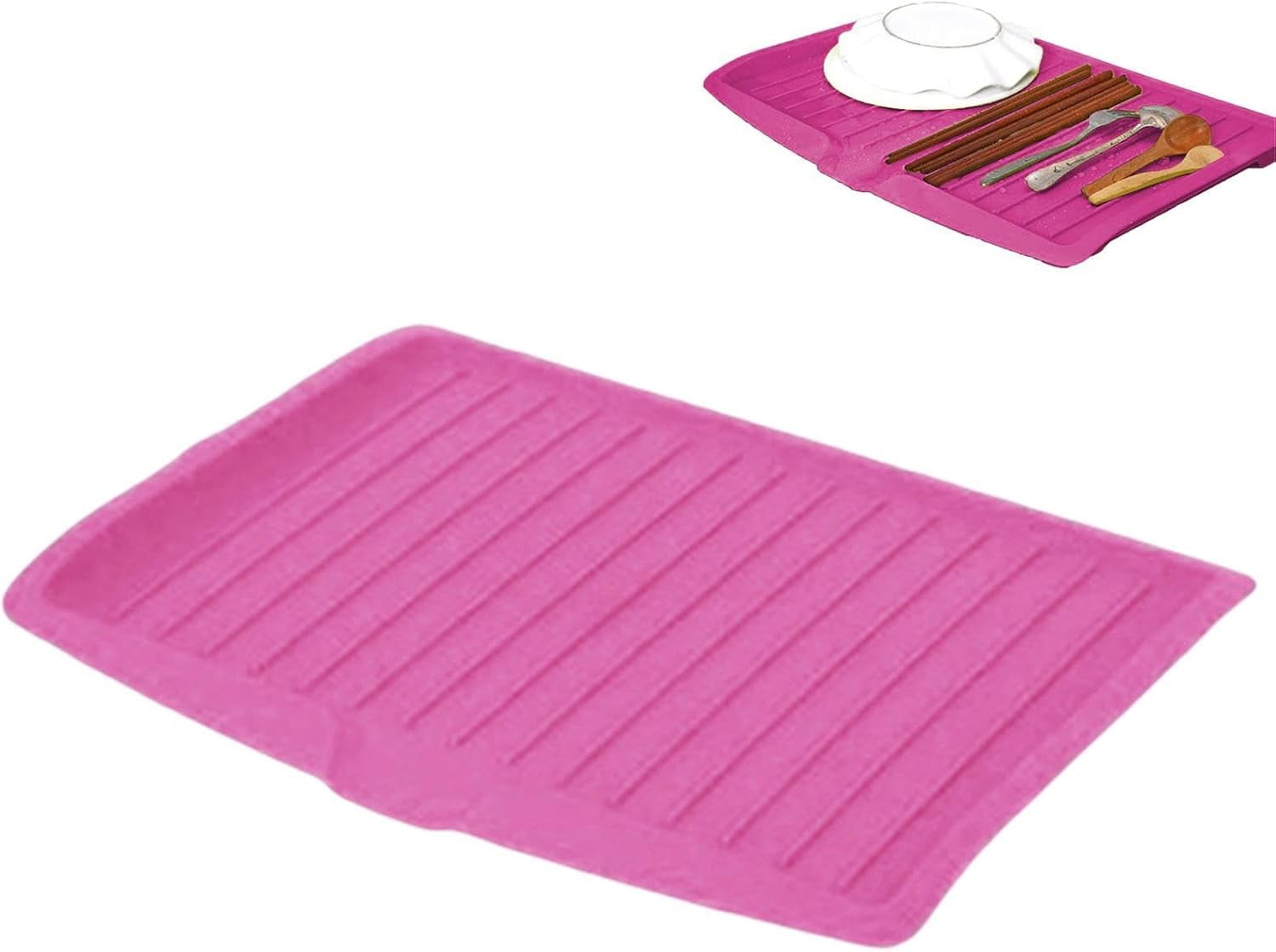 Dish Drain Board with Side Drop - Kitchen Utility Draining Board, Drain Rack, 17.5x12 Inch Kitchen Drying Tray | Heat-Resistant Drip Rack for Quick Drainage and Easy Storage, Drying Dish Rack Tray Green - Image 5