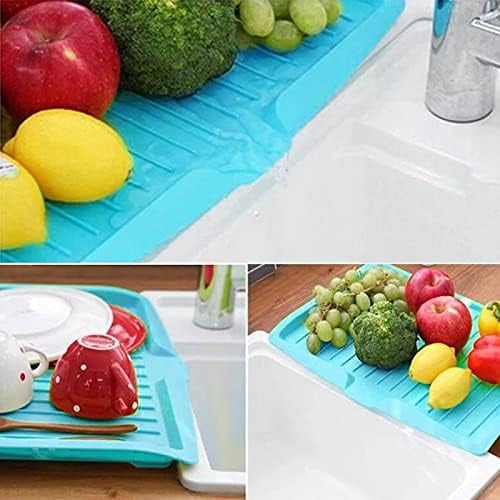 Dish Drain Board with Side Drop - Kitchen Utility Draining Board, Drain Rack, 17.5x12 Inch Kitchen Drying Tray | Heat-Resistant Drip Rack for Quick Drainage and Easy Storage, Drying Dish Rack Tray Green - Image 8