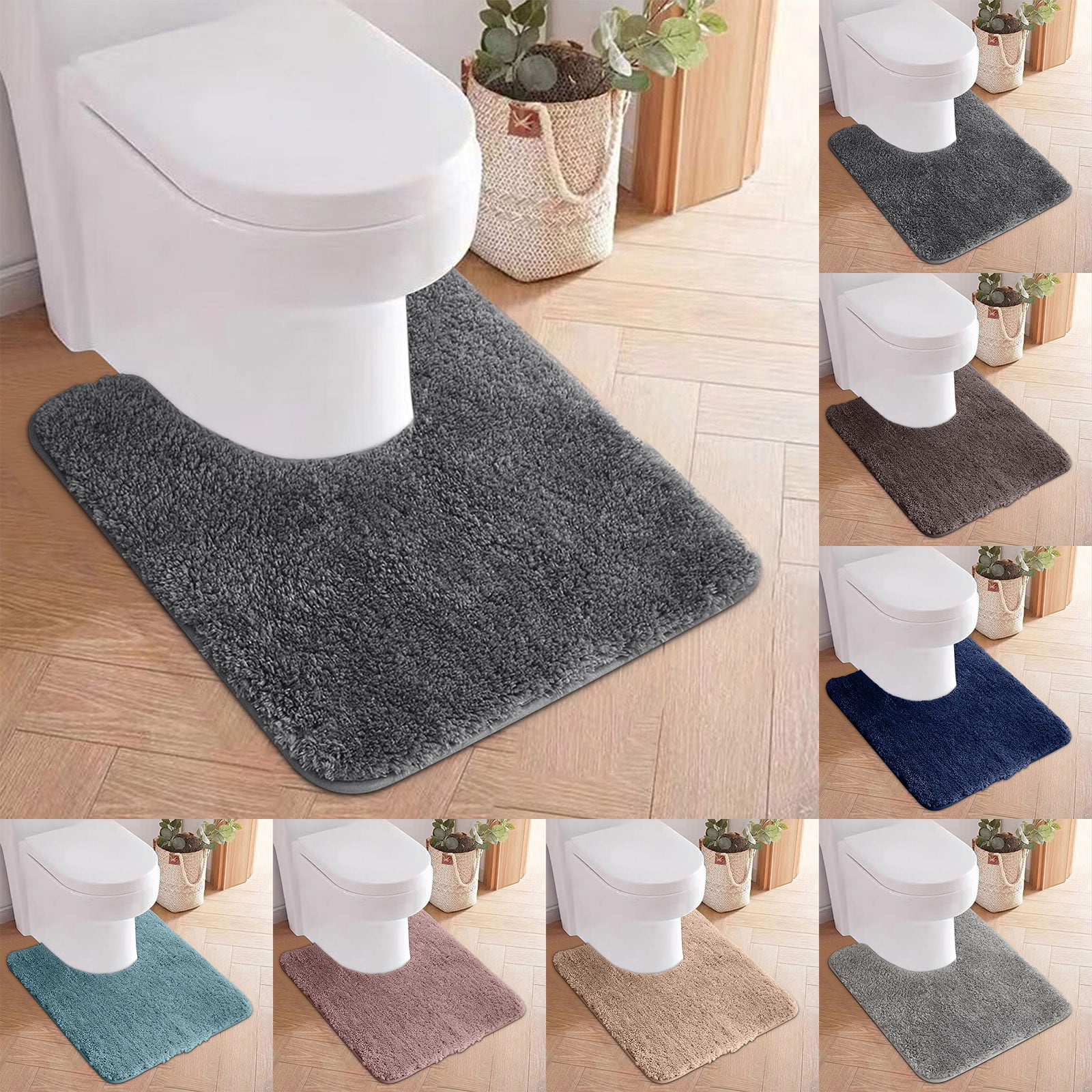 Bathroom Contour Rug Non Slip Toilet U Shaped Bath Mat, Water Absorbent Super Soft Shaggy Chenille Machine Washable Dry Extra Thick Perfect Absorbant Best Plush Carpet, U Shaped Bath Mat Pink - Image 6