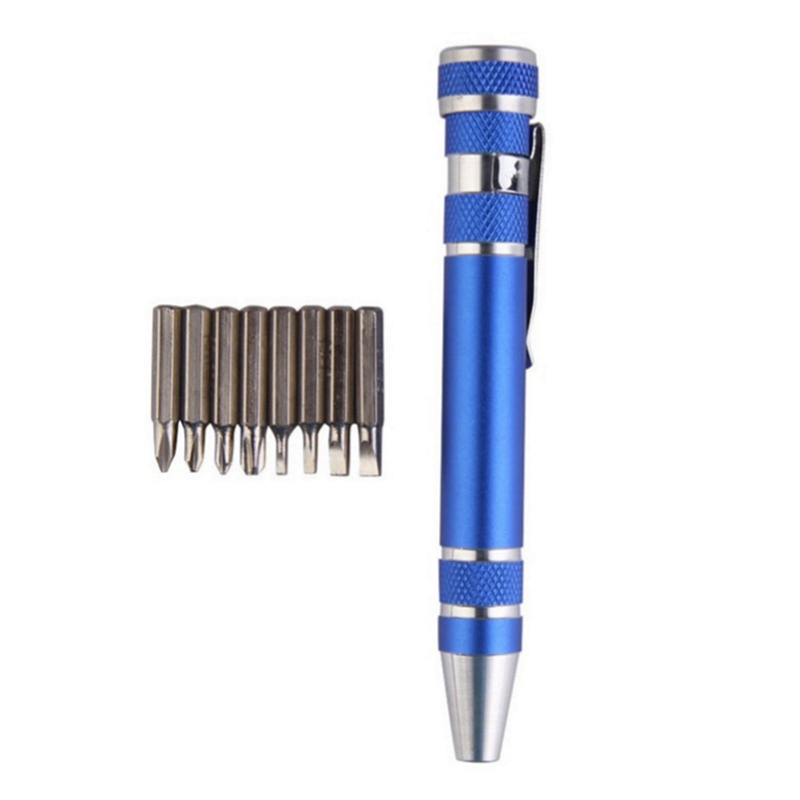 8 In 1 Pen Screwdriver - Multitool Pocket Screwdriver Mini Screwdriver Set Handy Tool Magnetic Portable Screwdriver Crossing Flathead Screwdriver for Repairing Installing Hand Tool Blue - Image 1
