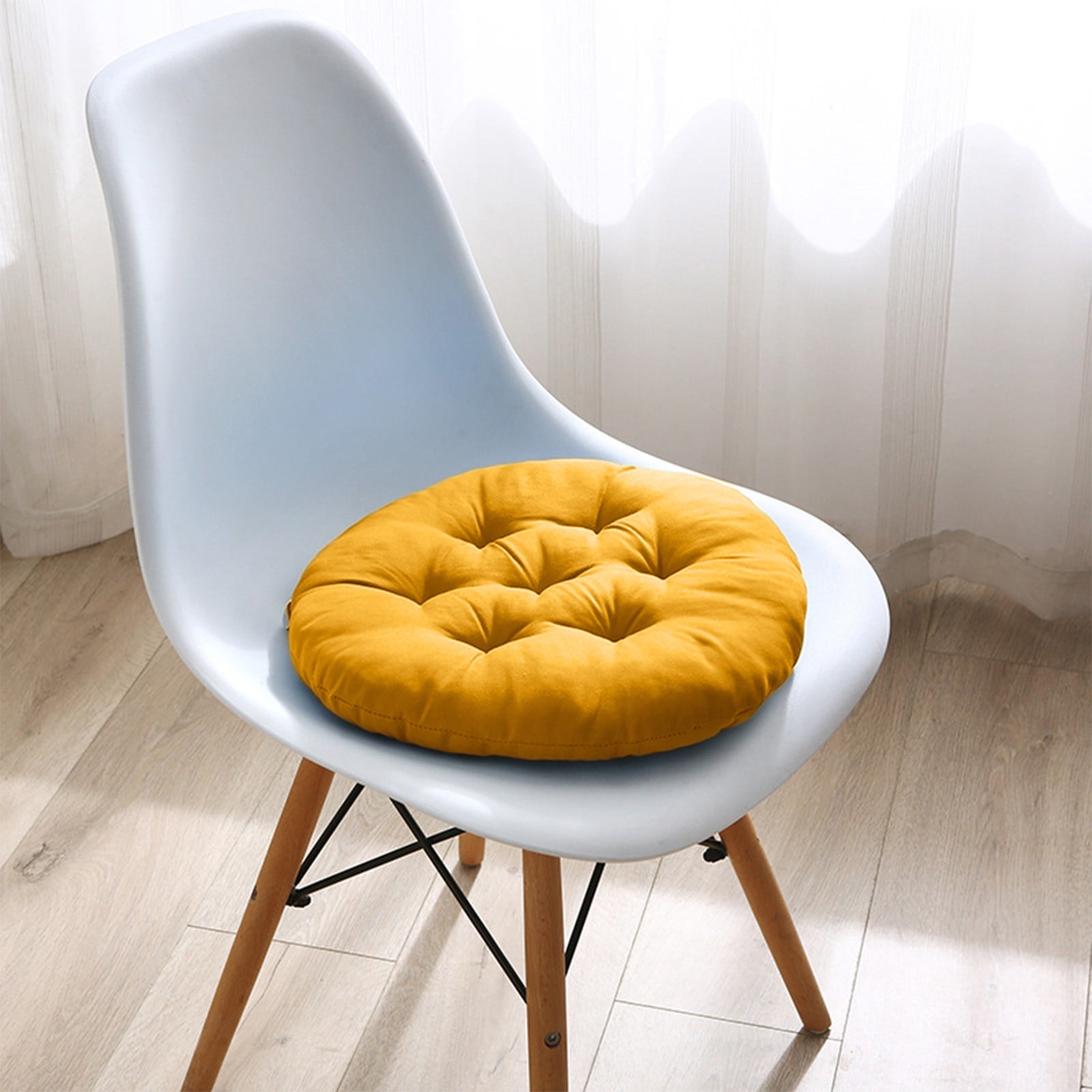 Outdoor Seat Cushion, Round Rattan Cushion, Hanging Basket Chair Cushion for Swing Chair Hammock Wicker Chair Rocking Chair,Vuyungers Seat Cushions Floor Pillow Yellow - Image 1