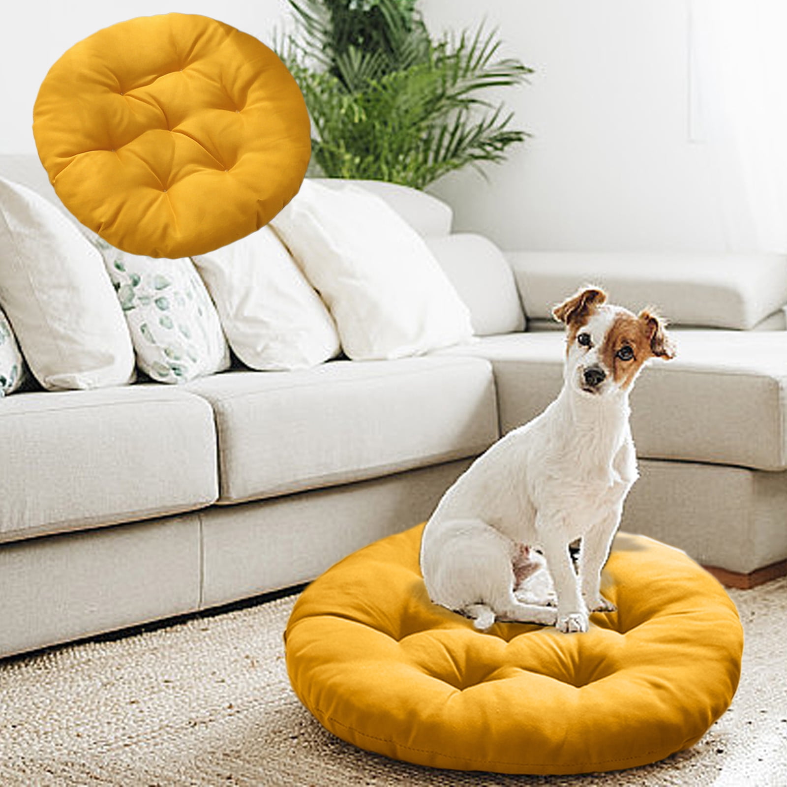 Outdoor Seat Cushion, Round Rattan Cushion, Hanging Basket Chair Cushion for Swing Chair Hammock Wicker Chair Rocking Chair,Vuyungers Seat Cushions Floor Pillow Yellow - Image 4