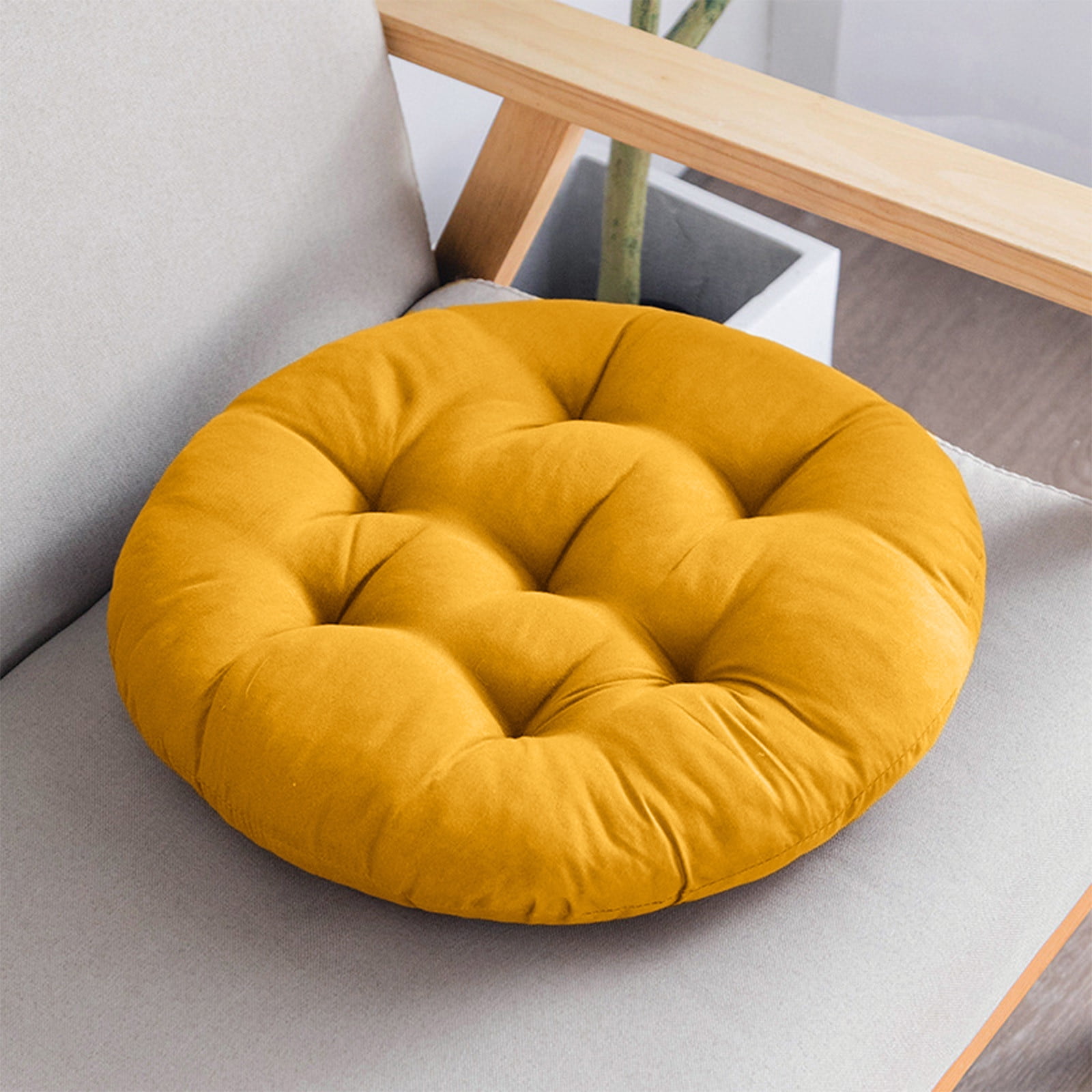 Outdoor Seat Cushion, Round Rattan Cushion, Hanging Basket Chair Cushion for Swing Chair Hammock Wicker Chair Rocking Chair,Vuyungers Seat Cushions Floor Pillow Yellow - Image 5