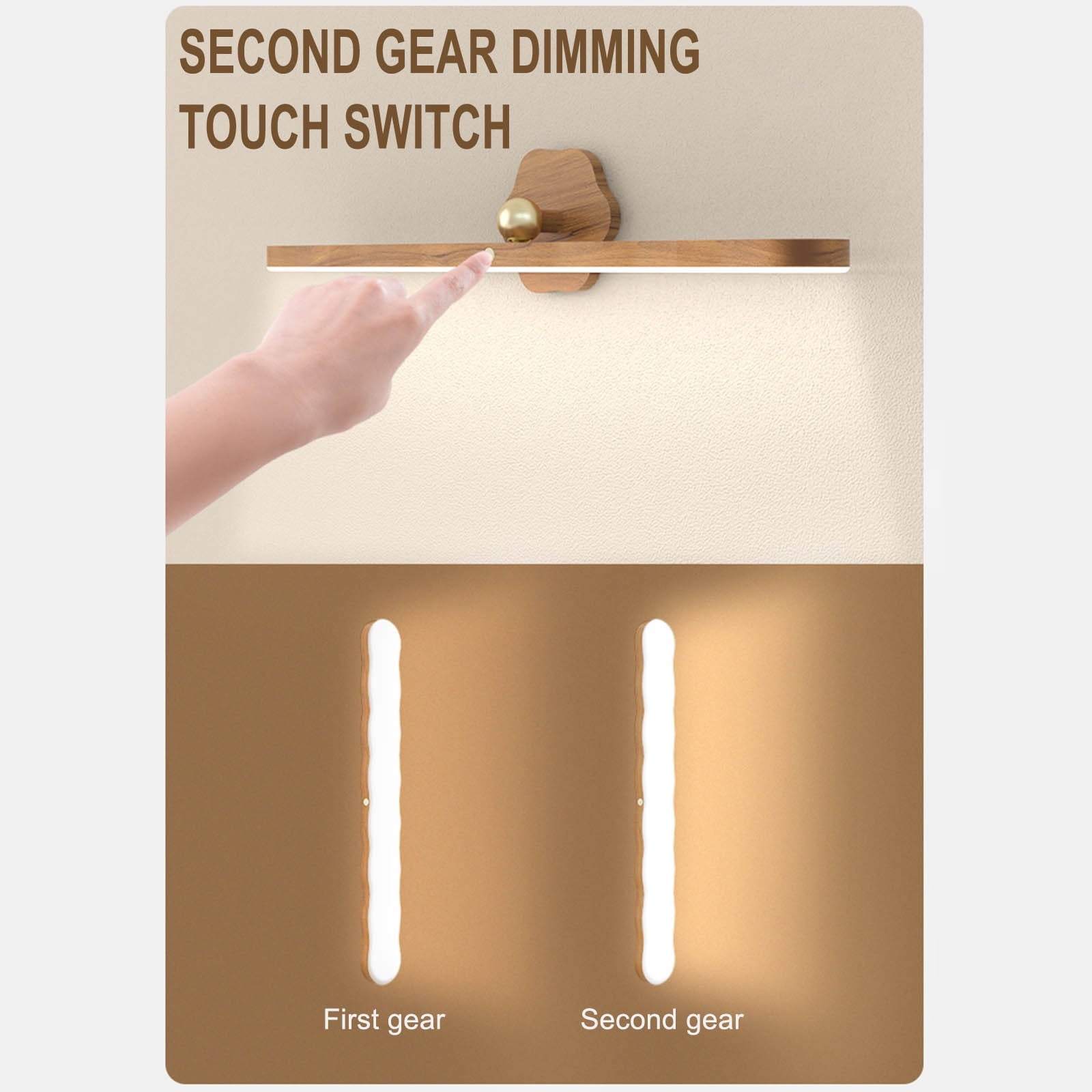 Wall Lights for Bedroom Battery Operated Wall Sconce Lamp Vanity Light Magnetic Wooden Wireless Rechargeable Wall Lights,Rotating Multi-purpose Night Light Movable Light Detachable Cabinet Light A - Image 4