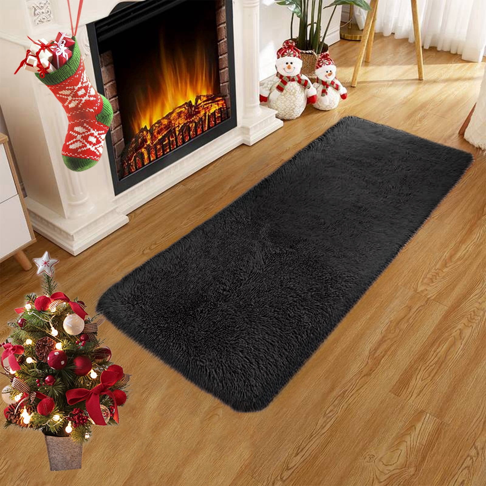 Washable Runner Rug for Bedroom Living Room Rug - 40 x 15.7 Inch Bath Mats Red Soft Fluffy Hallway Runner Rug, Non-Slip Indoor Carpet for Kitchen Laundary Room Decor Entryway Bathroom Red - Image 1