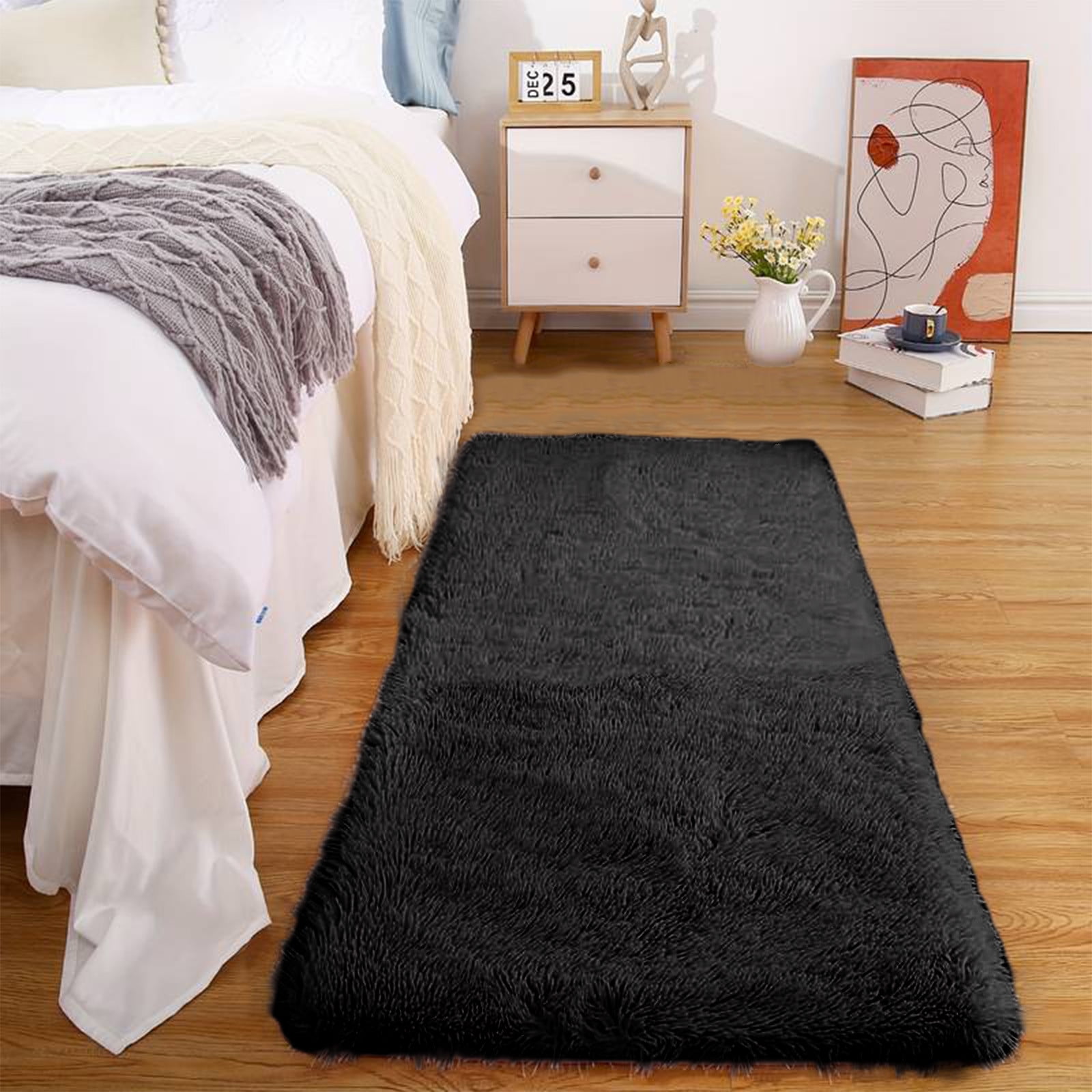 Washable Runner Rug for Bedroom Living Room Rug - 40 x 15.7 Inch Bath Mats Red Soft Fluffy Hallway Runner Rug, Non-Slip Indoor Carpet for Kitchen Laundary Room Decor Entryway Bathroom Red - Image 4