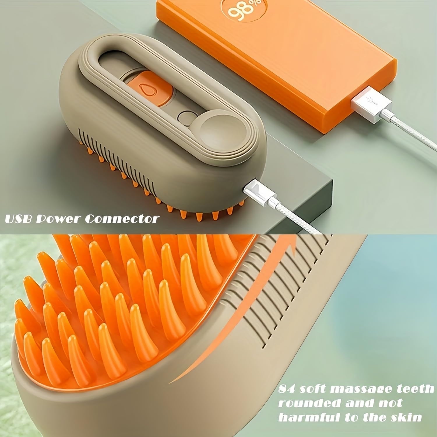 Pet Spray Massage Comb with Steam - 3-in-1 Steam Grooming Brush for Cats & Dogs, Pet Hair Removal, Massage & Cleaning Spray Comb, Ergonomic & Portable, Compact & Easy to Clean,for Bathing & Grooming White - Image 3