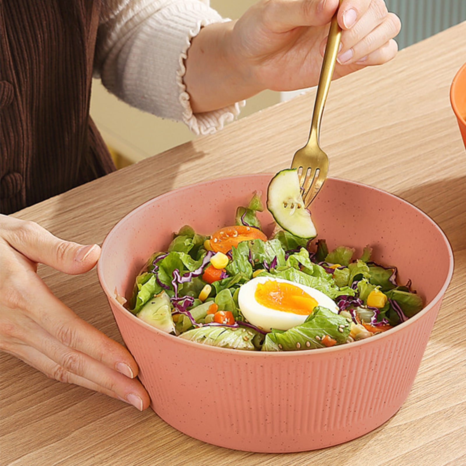 Unbreakable Large Cereal Bowl - Wheat Straw Bowls Salad bowls Microwave and Dishwasher Safe Salad Bowls, Stackable Color Kitchen Bowls for Serving, Soup, Oatmeal, Pasta, Noodles Orange - Image 1