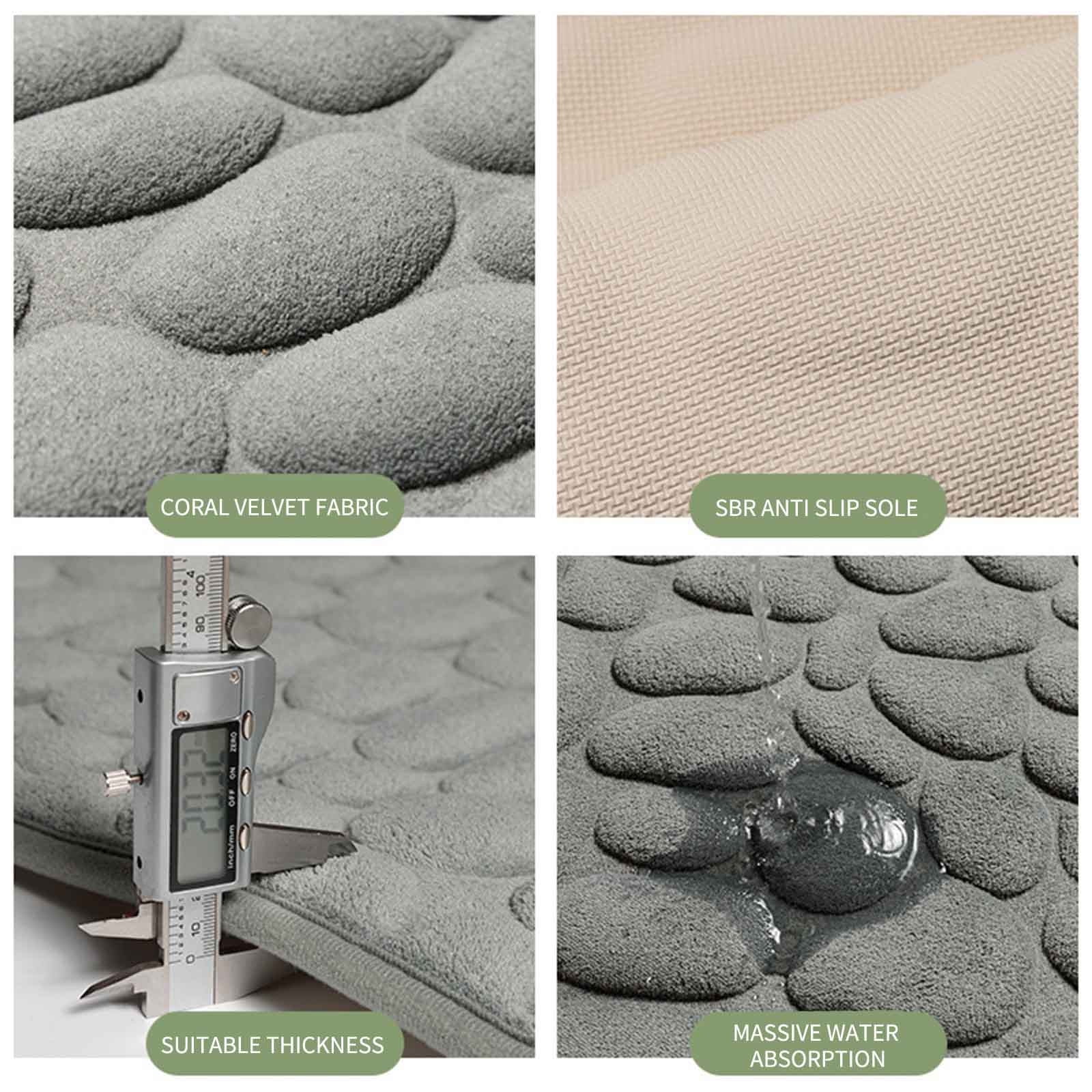 40 x 24 Inch Cotton Bathroom Floor Mat - Super Soft, Water Absorbent, Non-Slip, Machine Washable, Ideal for Bathroom, Bedroom, and Kitchen Black - Image 3