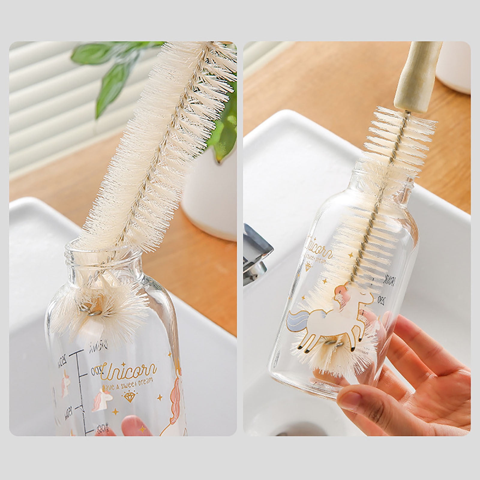 Cup Brush Cleaner with Long Handle - Small L-Shaped Cleaning Brush for Bottles, Mugs, Glasses, Ceramic, Plastic, and Vacuum Flasks, Soft Nylon Bristles, Convenient Hanging Design,10 inch, Easy Storage C - Image 5
