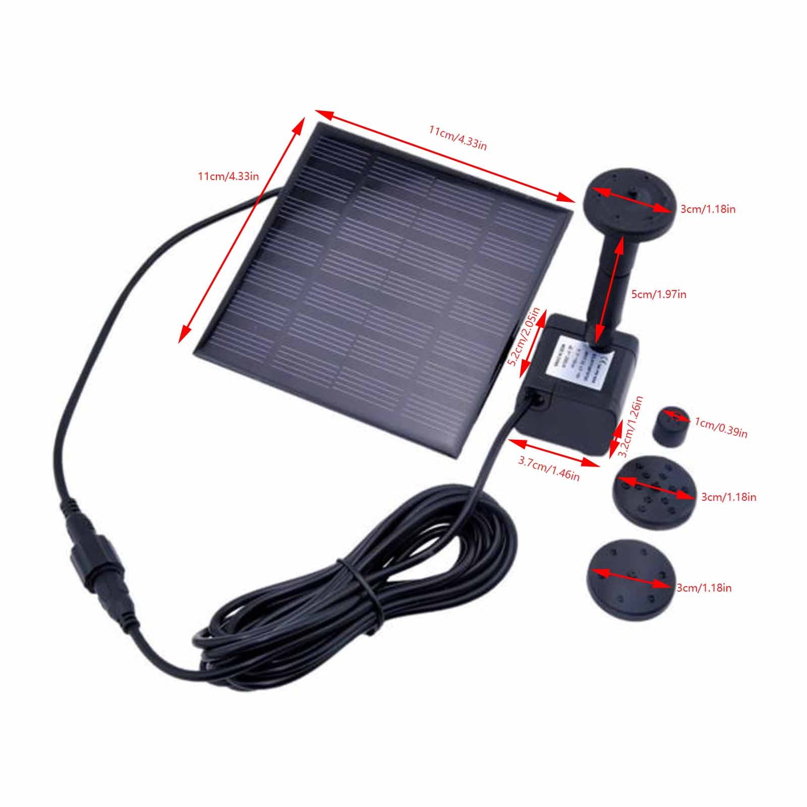 Panel Water Pump for Bird Bath Water Pump Kit - Solar Fountain 7V/140Ma Submersible Water Pump for Pool, Garden, Pond, 150L/H Max Flow, 16” Max Water Height, Outdoor Watering, 10Ft Cable - Image 3