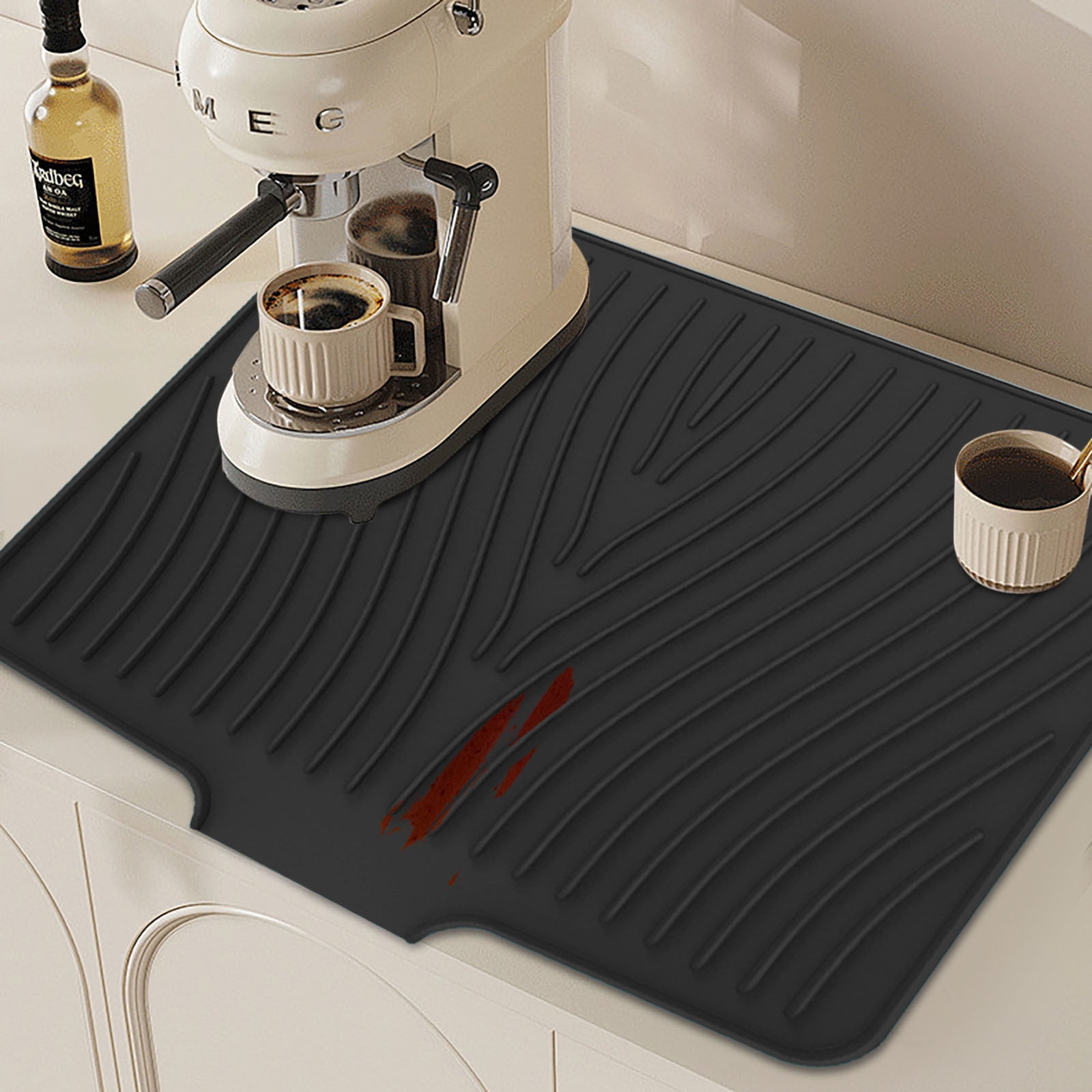 40x33 Inch Extra Large Kitchen Countertop Draining Silicone Tray - No Punching, Waterproof Drying Pad for Dishes,Water Diverting, Anti-Accumulating, Multifunctional Counter Protector for Kitchen Use Black - Image 3
