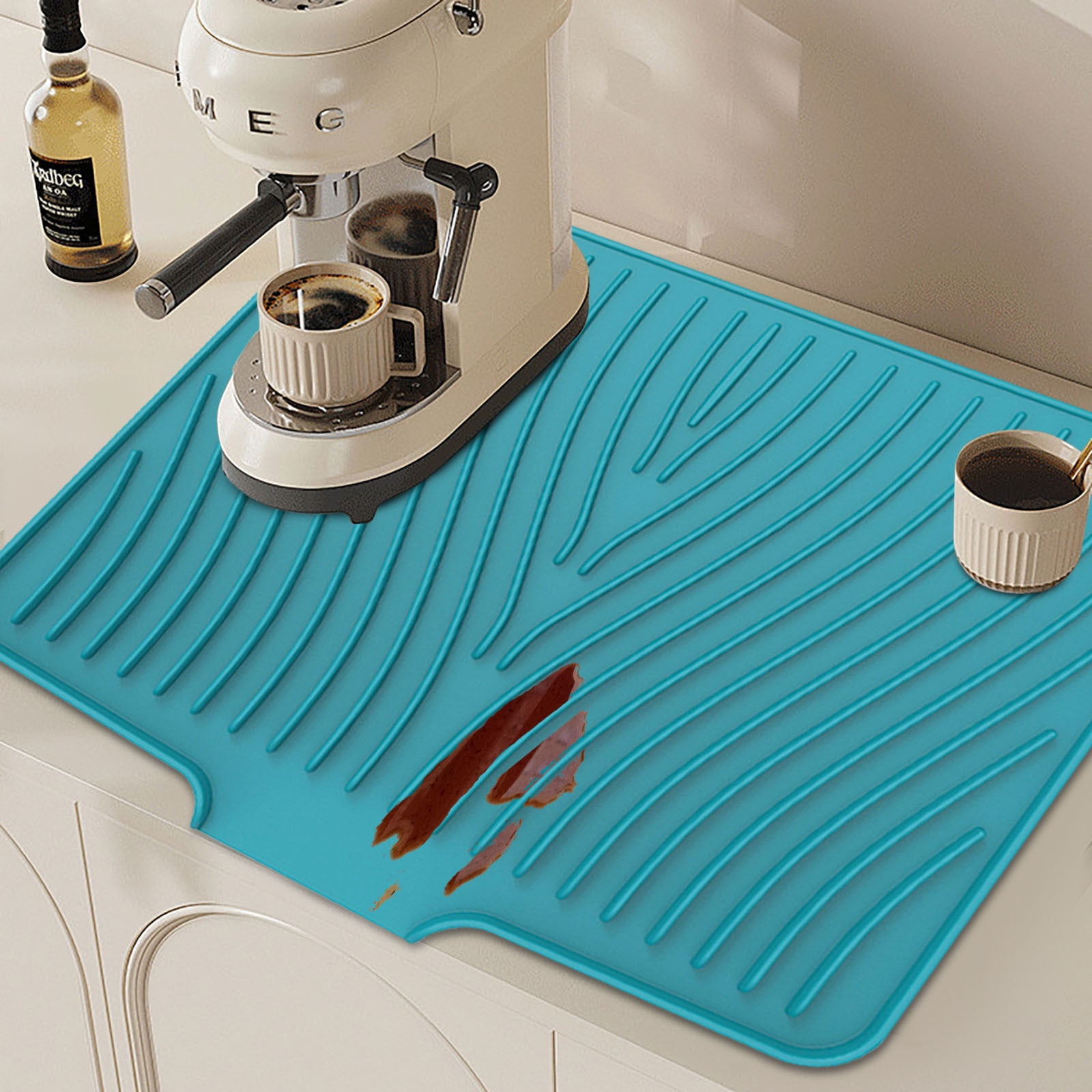 40x33 Inch Extra Large Kitchen Countertop Draining Silicone Tray - No Punching, Waterproof Drying Pad for Dishes,Water Diverting, Anti-Accumulating, Multifunctional Counter Protector for Kitchen Use green - Image 3
