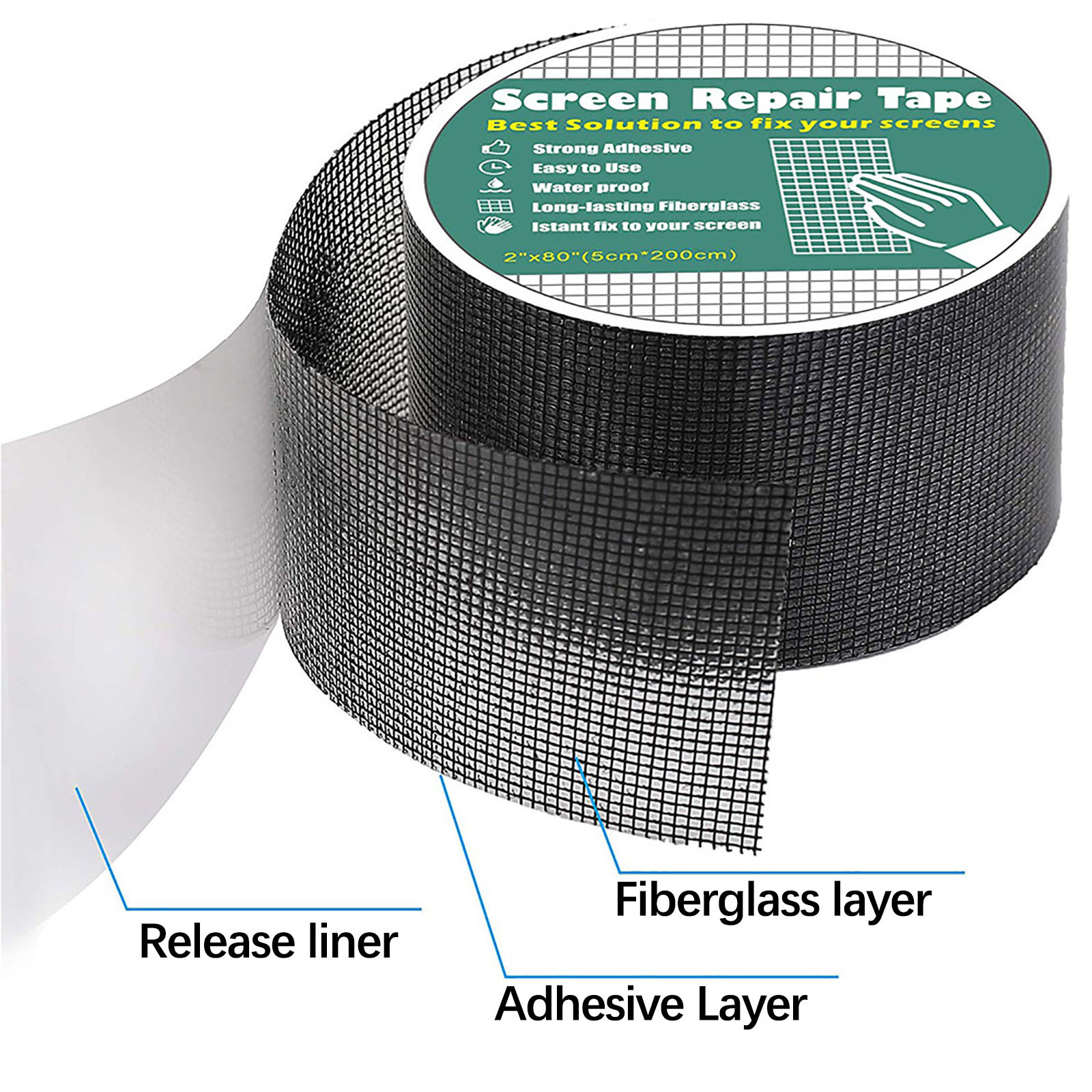 Self-Adhesive Window and Door Screen Repair Tape, Anti-Insect Fly Mosquito Net Patch, 2
