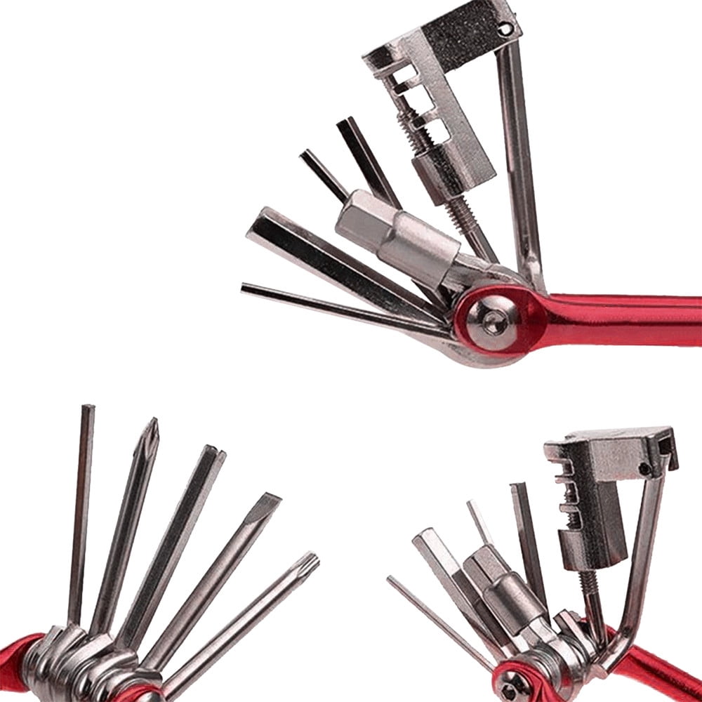 11-in-1 Bicycle Repair Tool Set - Multi-Function Bike Repair Kit with Hex Spoke Wrench, Screwdriver, Compact Design, Blue, Gold, Red, Black, 4.8 x 7 cm - Essential for Quick Bike Fixes and Maintenance - Image 4