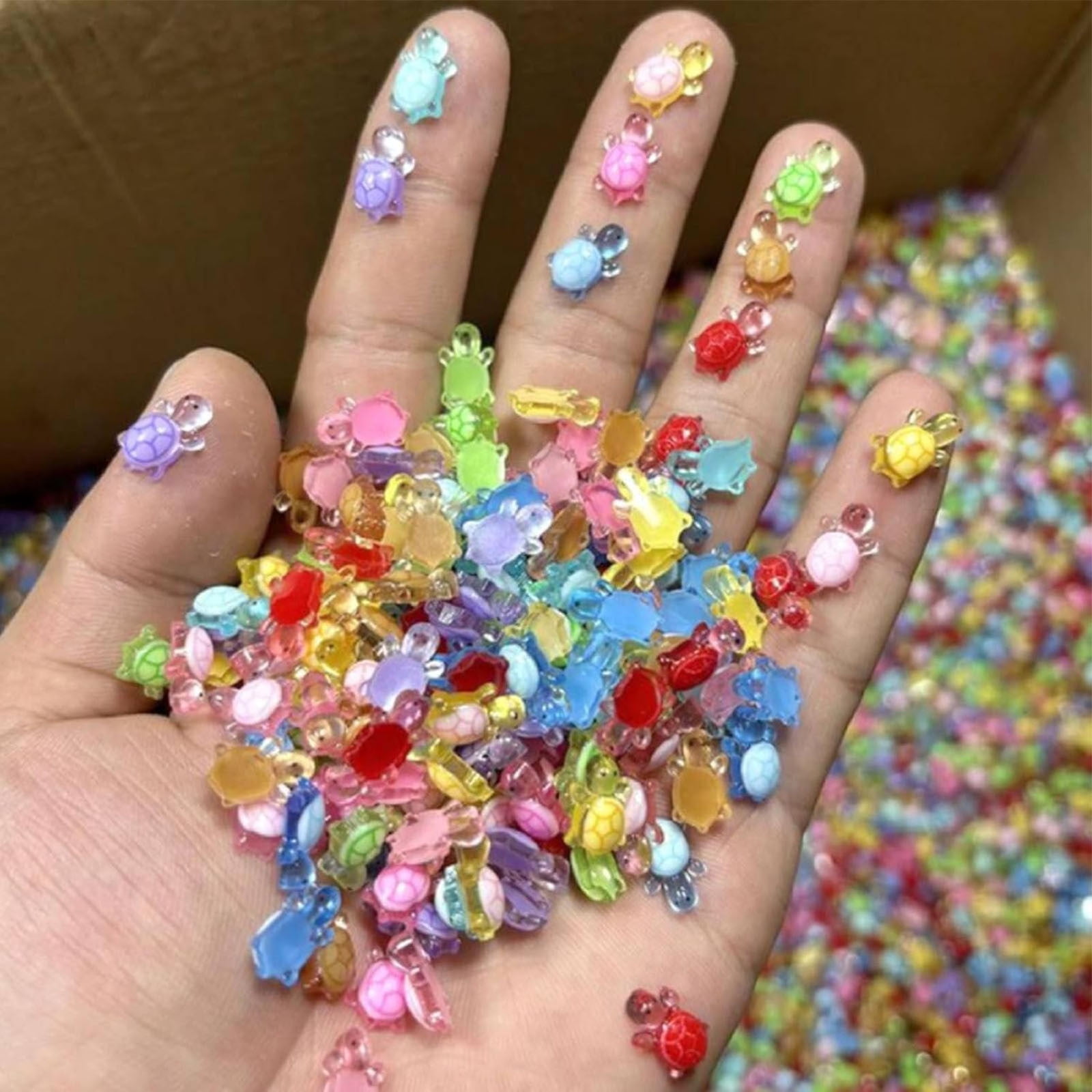 100 PCS Cute Tiny Turtles for Crafts - Mini Turtle Figurines Glow in The Dark Miniatures Resin Turtles Cute for Fairy Garden Moss Landscape Party Decoration Hidden Game Nail Art DIY Projects - Image 1