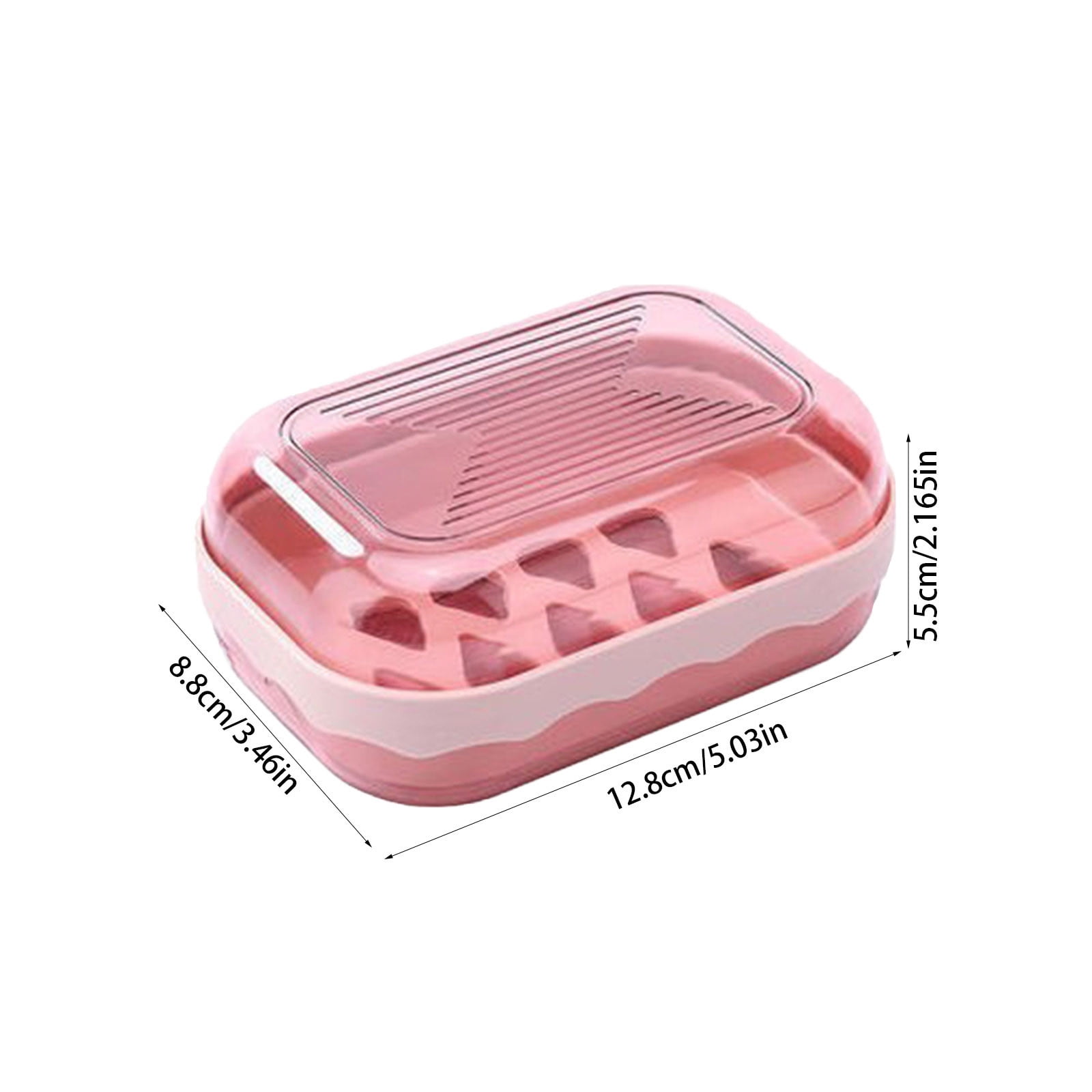 Covered Soap Box with Lid - Plastic Bar Soap Case with Drain Tray, Portable Countertop Soap Container, Water-Resistant, Easy to Clean, 5.03 x 3.46 x 2.16 inches, for Home & Travel Use Pink - Image 3