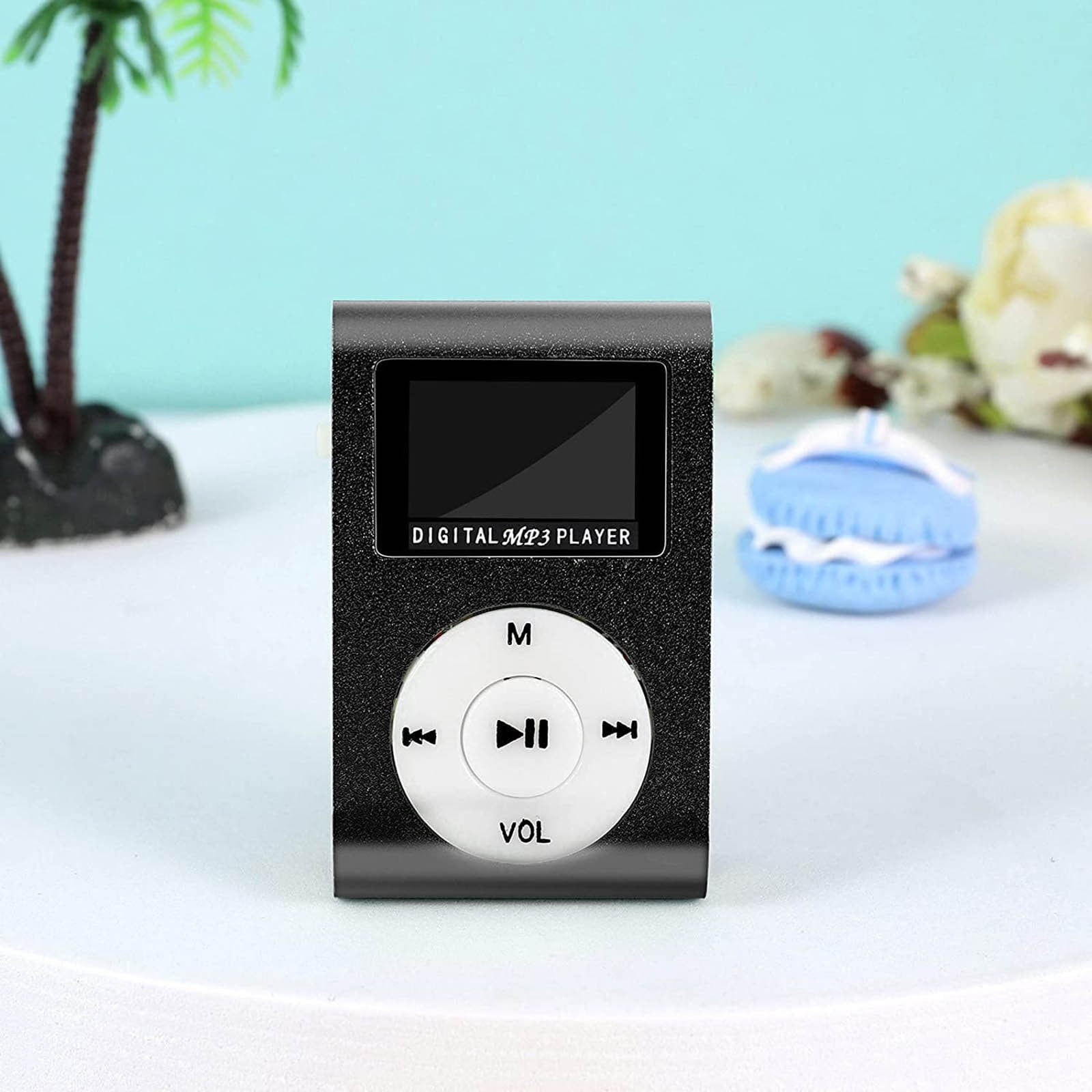 Portable MP3 Player with Clip - Mini USB LCD Screen MP3 Player, Support MP1, MP2, MP3 Music Formats, Built-in Rechargeable Battery,Includes Headphones, for Sports and Outdoor Activities Black - Image 1