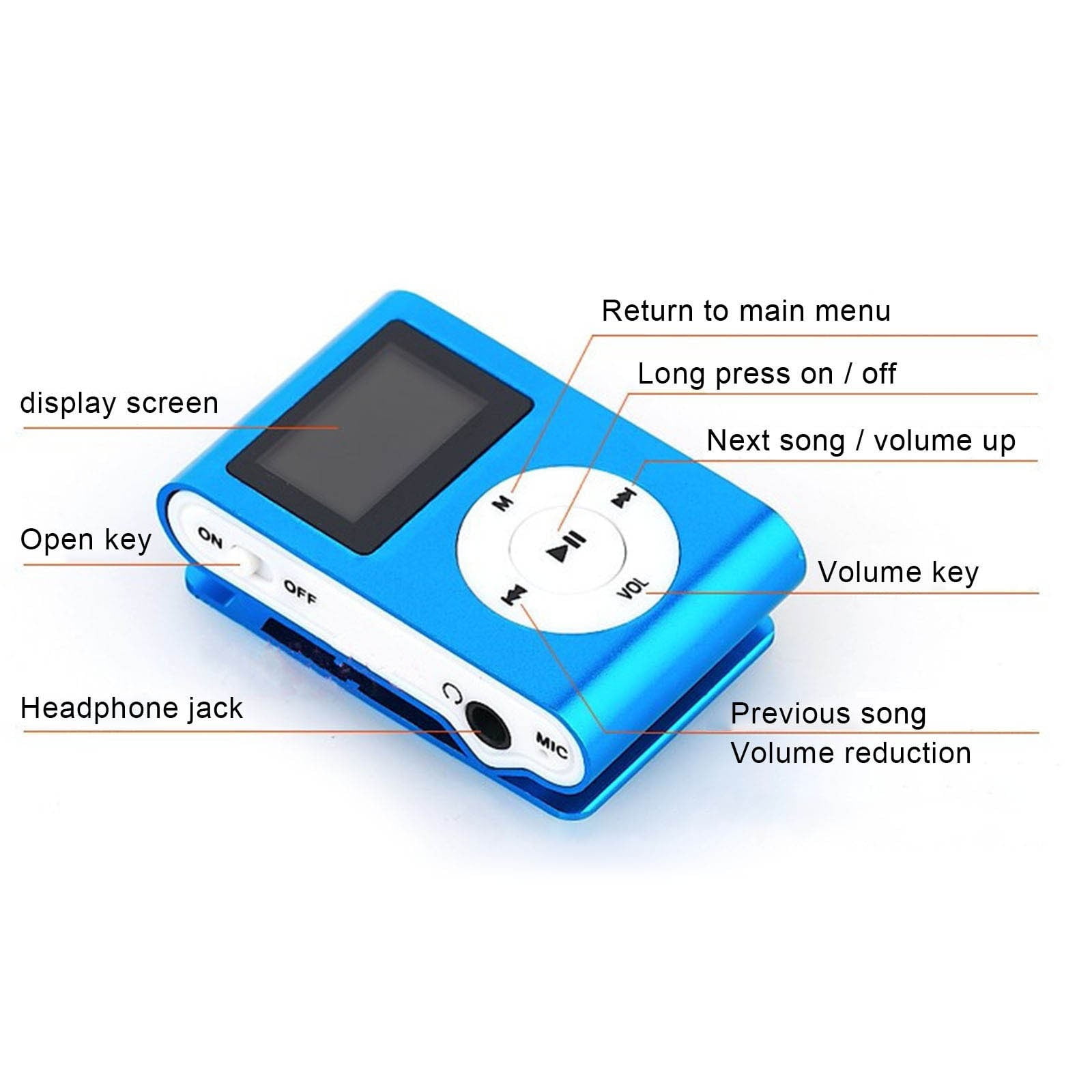 Portable MP3 Player with Clip - Mini USB LCD Screen MP3 Player, Support MP1, MP2, MP3 Music Formats, Built-in Rechargeable Battery,Includes Headphones, for Sports and Outdoor Activities Black - Image 5