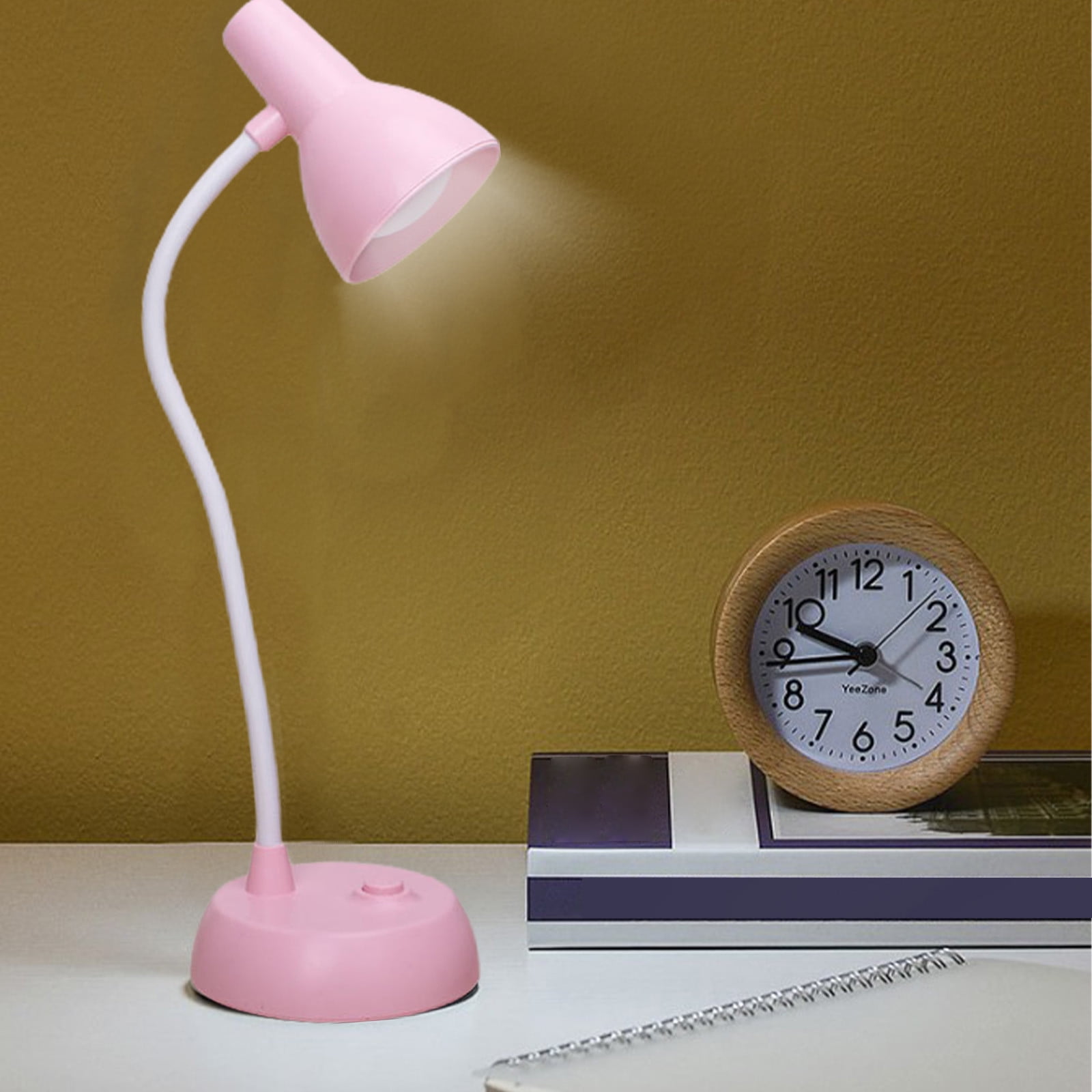 LED Desk Lamp with USB Charging Port, Auto Dimming Task Lamp, Flexible Gooseneck Table Light for Dorm Bedside, Adapter Include, White, Desk Lamp with Flexible Gooseneck Hose Neck Pink - Image 6
