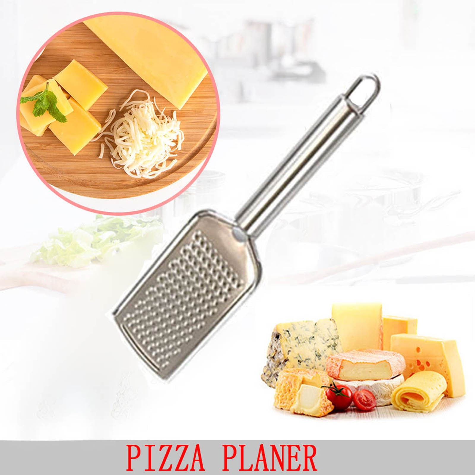 Cheese Grater – Hand-held Stainless Steel Zester for Kitchen, 9.33x2.36in, Non-Clogging Razor Blade for Grating Cheese, Ginger, Chocolate, Garlic, Carrot, Lemon & More, Easy Storage Loop - Image 1