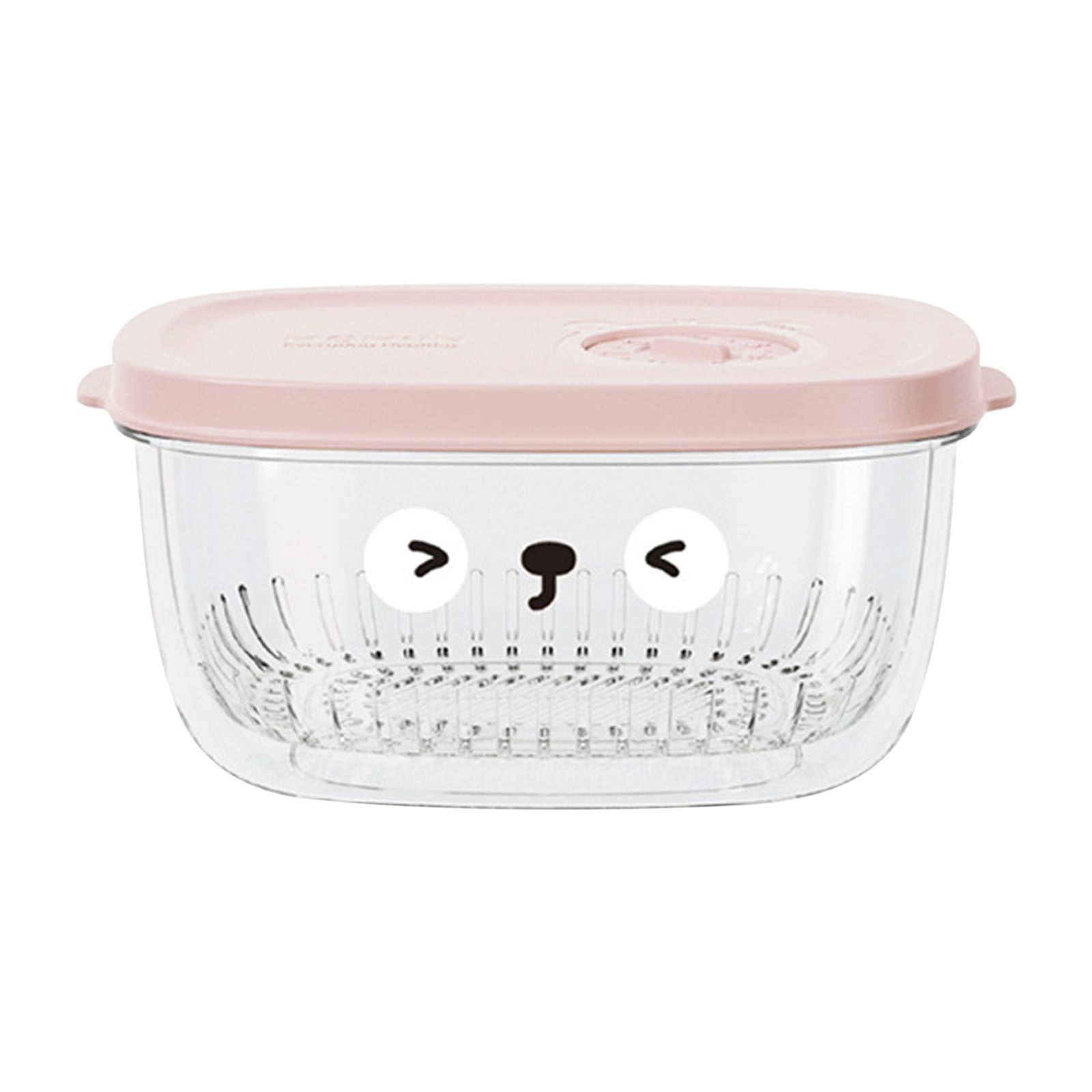 Shallots Ginger Garlic Storage Box - 5.9x2.8in Food-grade Refrigerator Fresh-keeping Box with Detachable Draining Basket for Vegetables, Minced Garlic & Food Prep Pink - Image 1