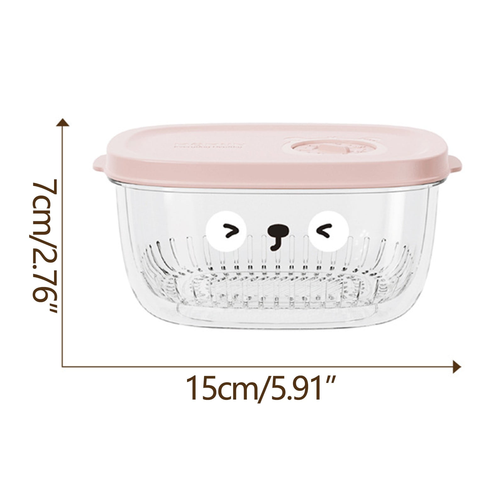 Shallots Ginger Garlic Storage Box - 5.9x2.8in Food-grade Refrigerator Fresh-keeping Box with Detachable Draining Basket for Vegetables, Minced Garlic & Food Prep Pink - Image 2