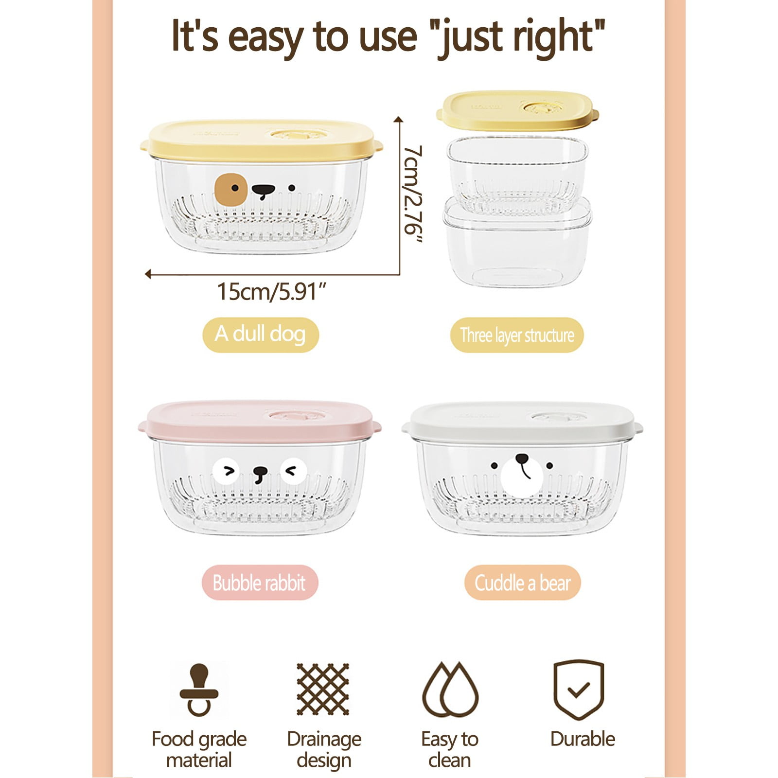 Shallots Ginger Garlic Storage Box - 5.9x2.8in Food-grade Refrigerator Fresh-keeping Box with Detachable Draining Basket for Vegetables, Minced Garlic & Food Prep White - Image 5
