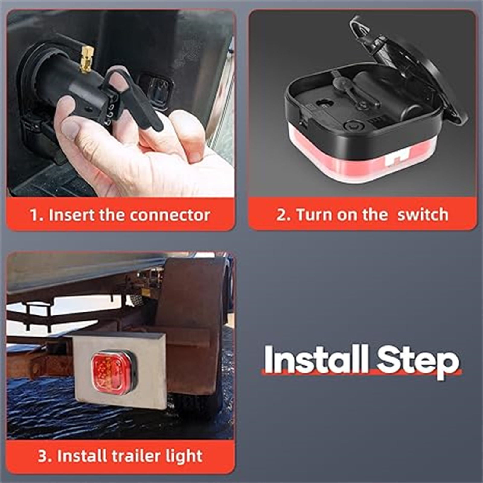 Trailer Lights,Boat Trailer Lights,Wireless ,LED Rear Tail Lights Dynamic Stop Brake Indicator Lamp Trailer ,Utility Boat Trailer Submersible ,Magnetic & Screw Mount Tow Lights,Waterproof Reflective - Image 5