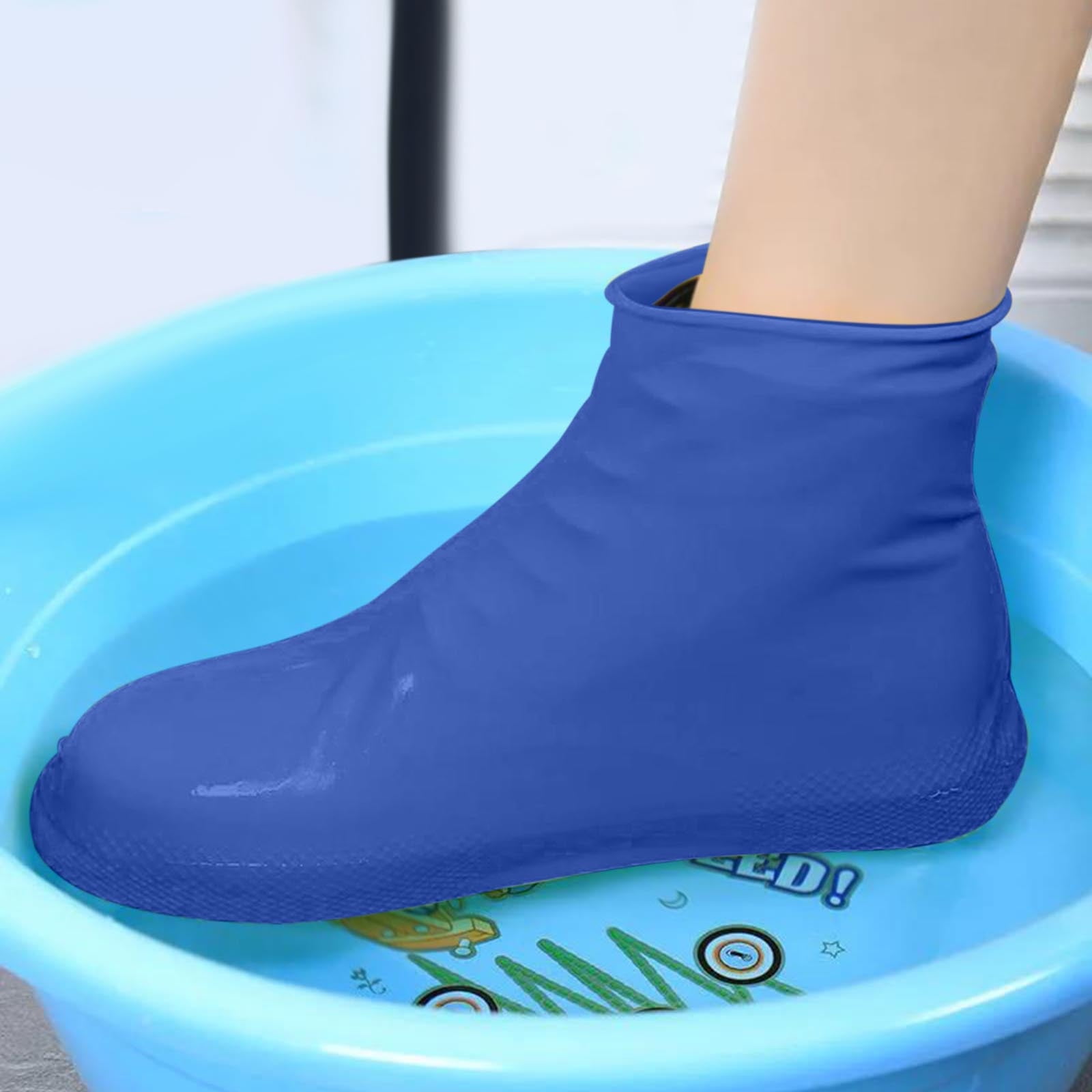 Waterproof Shoe Covers Upgraded,Rain Shoe Covers Reusable Silicone Non Slip Shoe Covers for Outdoor,Rain Shoe Covers for Women and Men, Thickened Wear Rainproof And Waterproof Shoe Cover white, yellow, blue, , and red - Image 3