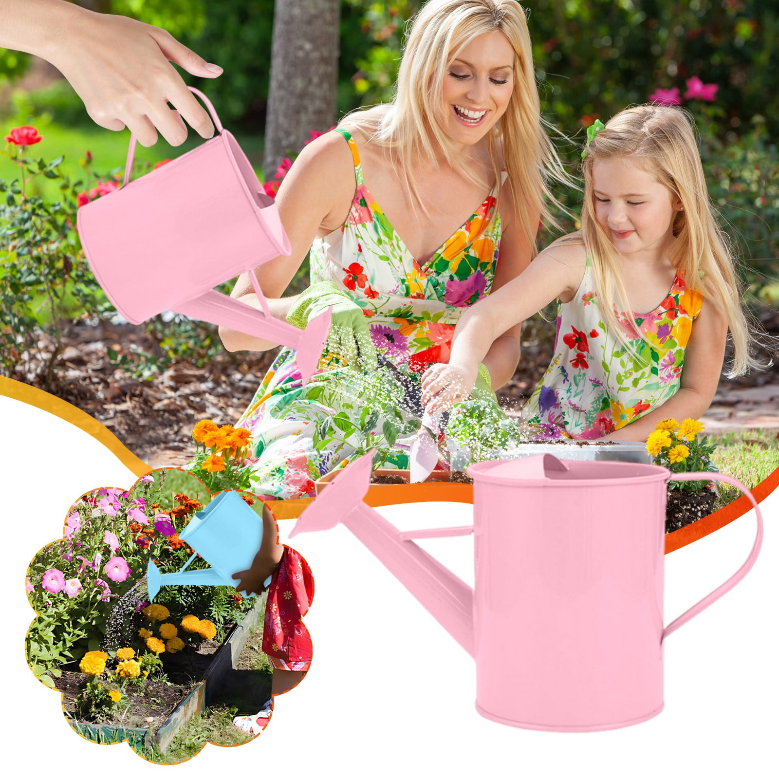 Cute Mini Watering Can for Kids,Garden Watering Bucket Colorful Watering Can Photo Props, Bulk Watering Kettle Kids Sprinkler Garden Planting Toy Pink - Image 3