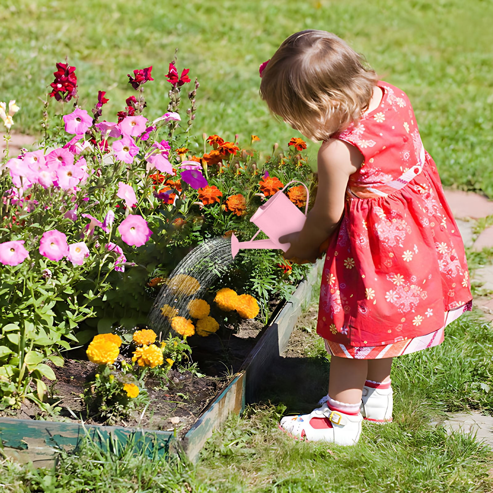 Cute Mini Watering Can for Kids,Garden Watering Bucket Colorful Watering Can Photo Props, Bulk Watering Kettle Kids Sprinkler Garden Planting Toy Pink - Image 5