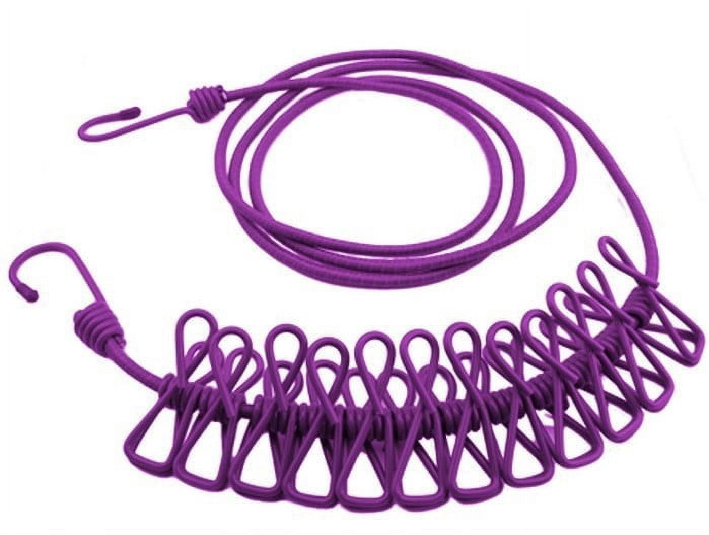 Portable Clothesline for Travel, Camping, and RV – Windproof Elastic Clothesline with 12 Clips, 6ft Length, Non-Slip, Space-Saving, Easy to Hang – Ideal for Backyard, Bathroom, and Outdoor Use Blue - Image 2