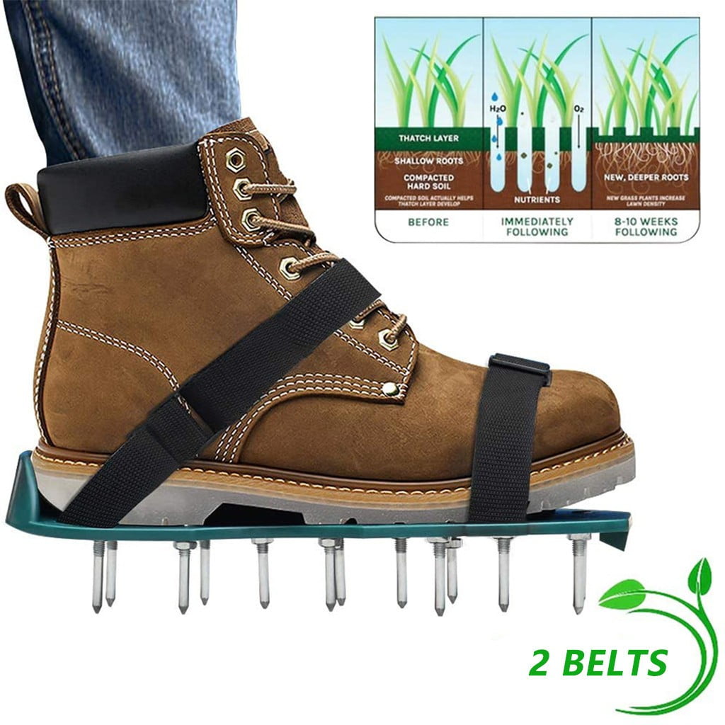 Lawn Aerator Shoes with Hook & Loop Straps for Effectively Aerating Lawn Soil, One Size Fits All Free-Installation Heavy Duty Spiked Sandals Shoes for Easy Use for Yard Patio Garden - Image 1